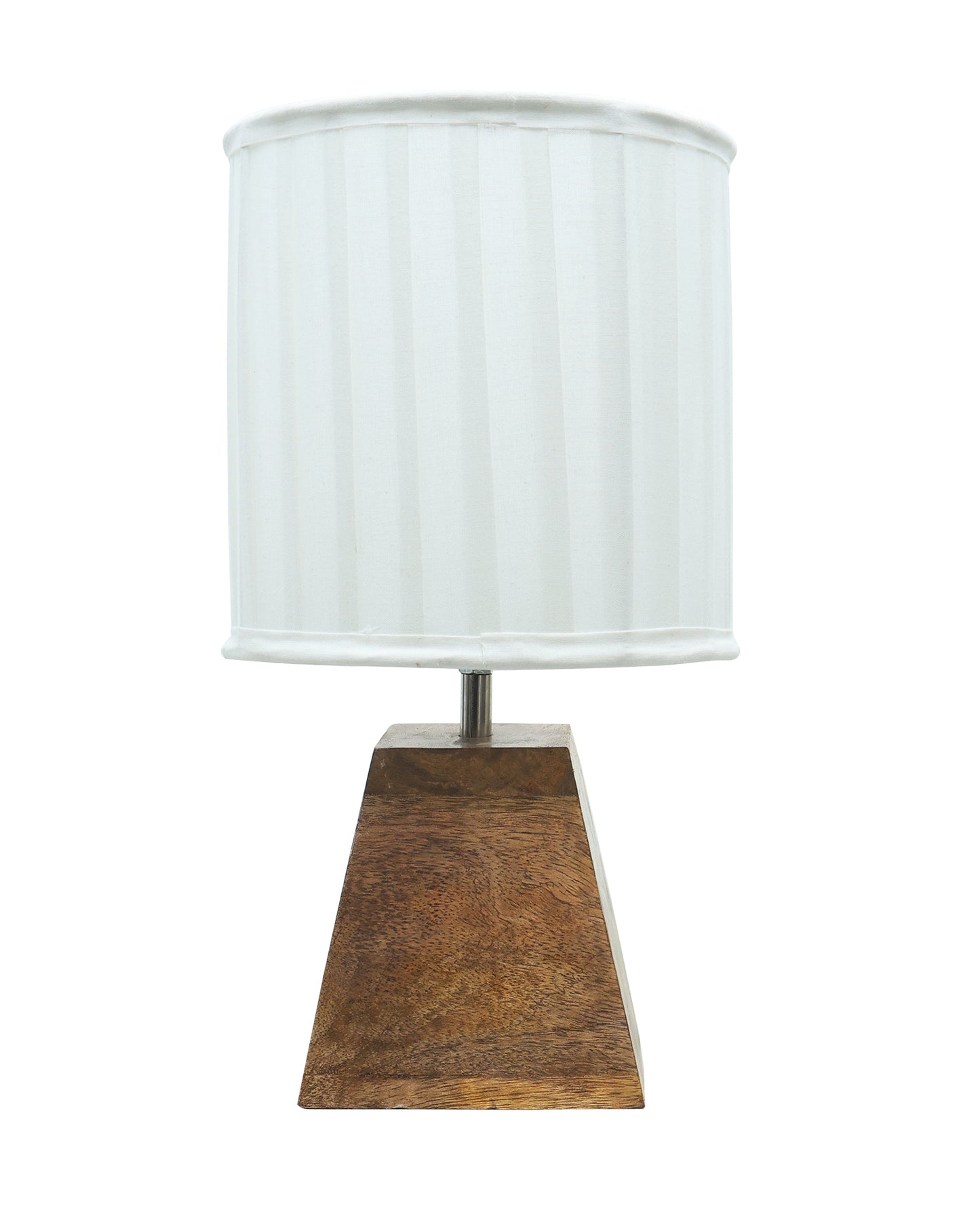 Wood Table Lamp, Modern Base Fabric Lampshade for Home Office Cafe Restaurant, Pyramid