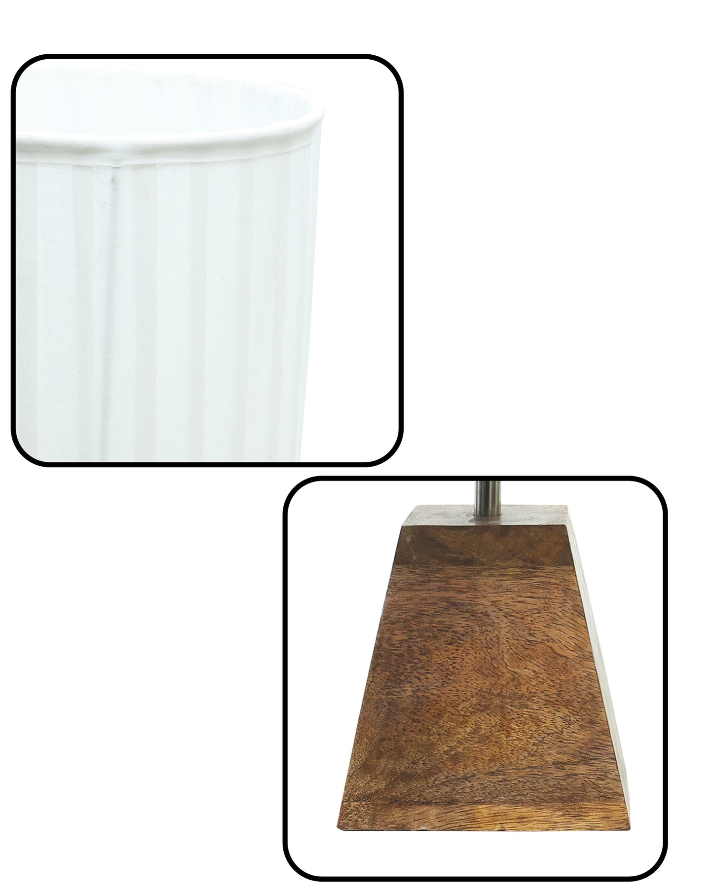 Wood Table Lamp, Modern Base Fabric Lampshade for Home Office Cafe Restaurant, Pyramid