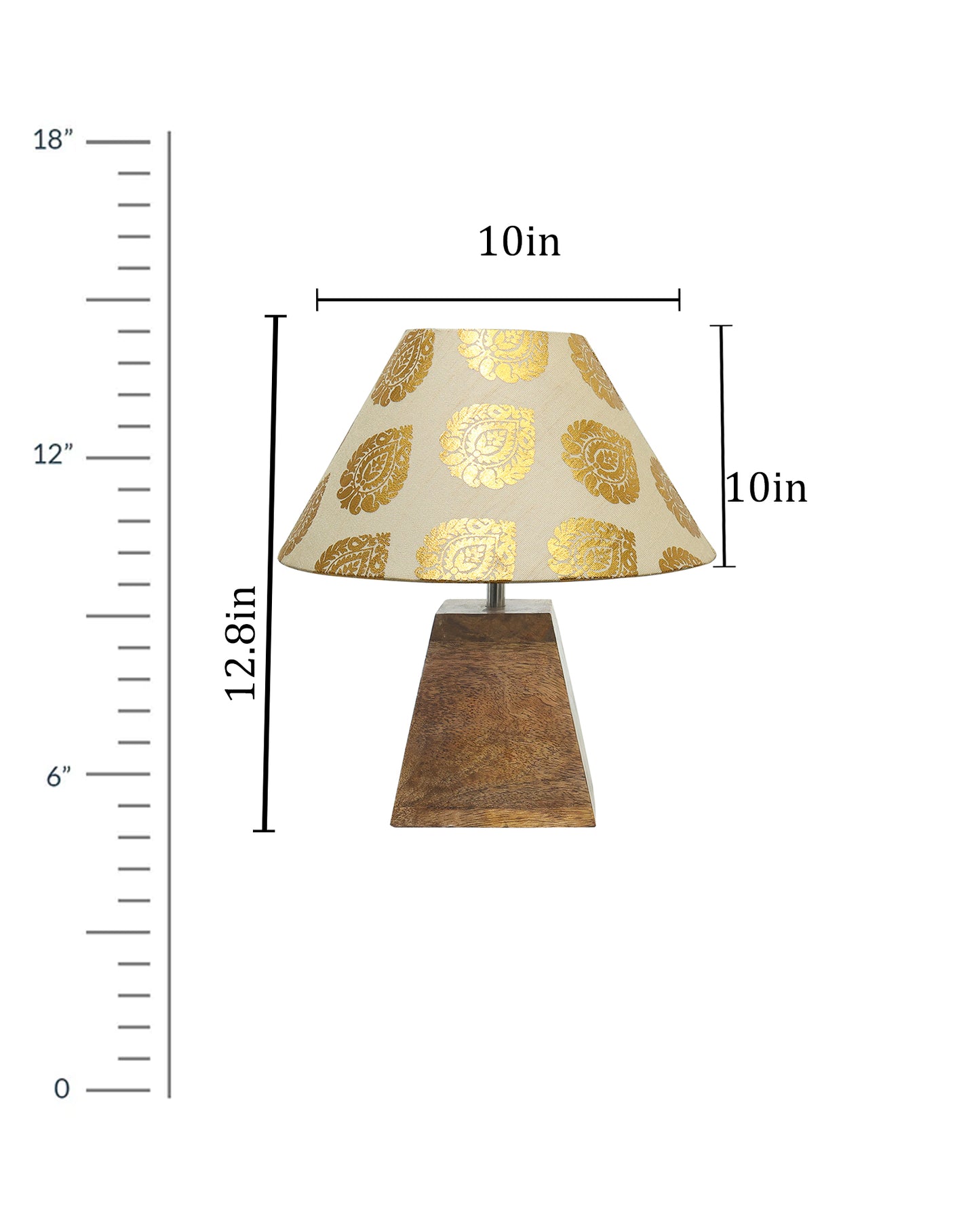 Wood Table Lamp, Modern Base Fabric Lampshade for Home Office Cafe Restaurant, Pyramid