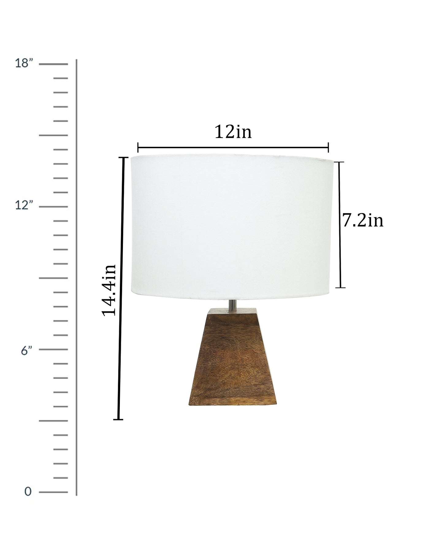Wood Table Lamp, Modern Base Fabric Lampshade for Home Office Cafe Restaurant, Pyramid, Oval White