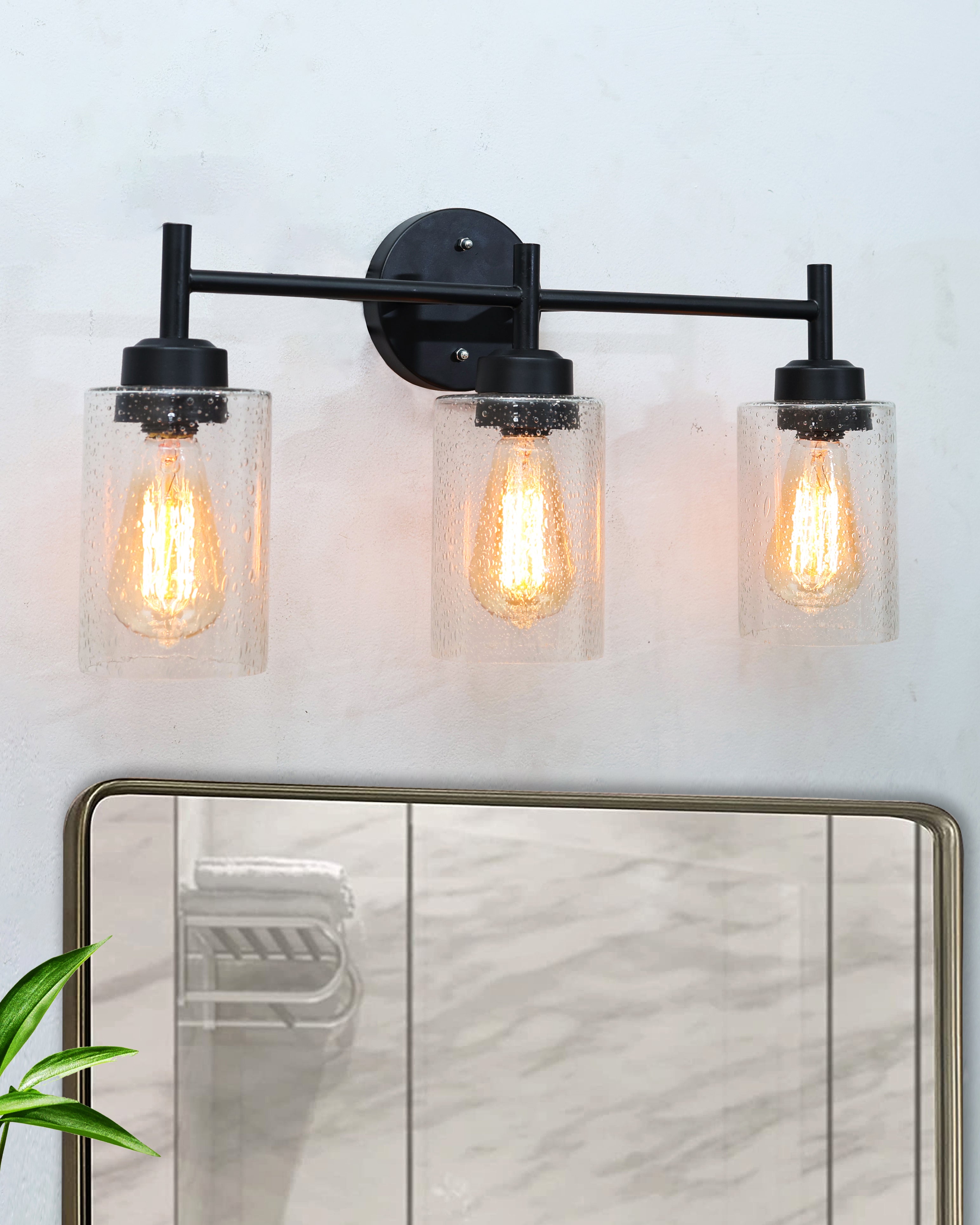 Black Wall Sconce,Modern Bathroom Wall Light Fixtures 3 Light Bathroom ...