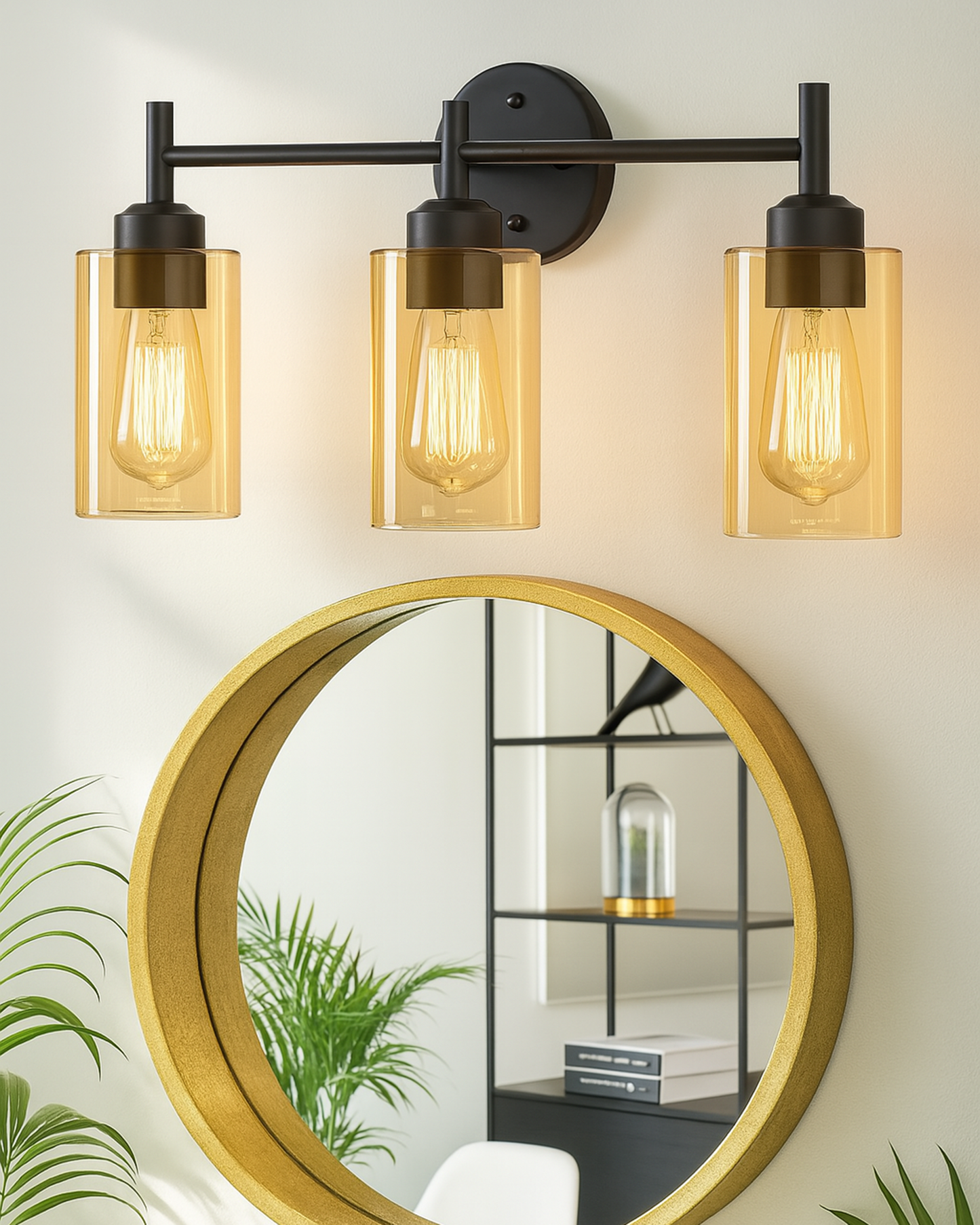 Black Wall Sconce,Modern Bathroom Wall Light Fixtures 3 Light Bathroom Vanity Light, Bathroom Lights Over Mirror, Farmhouse