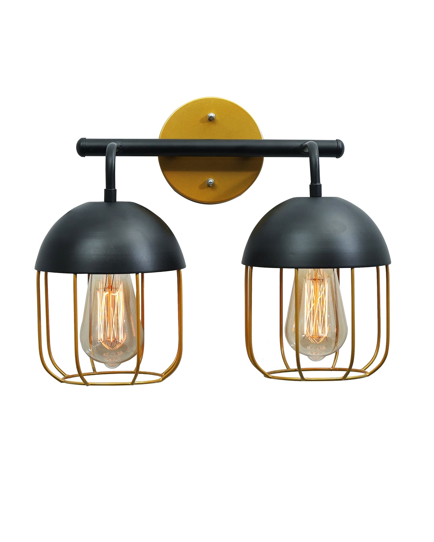 Cage Wall Sconce,Modern Bathroom Wall Light Fixtures 2 Light Bathroom Vanity Light, Fixture for Bathroom Lights Over Mirror, Farmhouse Black and Gold