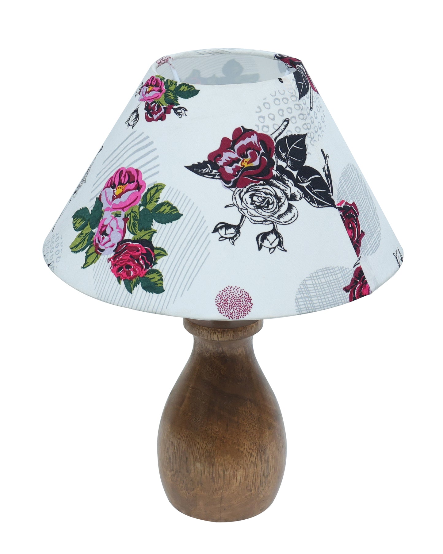 Dovel Pot Modern Table Lamp, Wooden Base Modern Fabric Lampshade for Home Office Cafe Restaurant, Dovel Pot