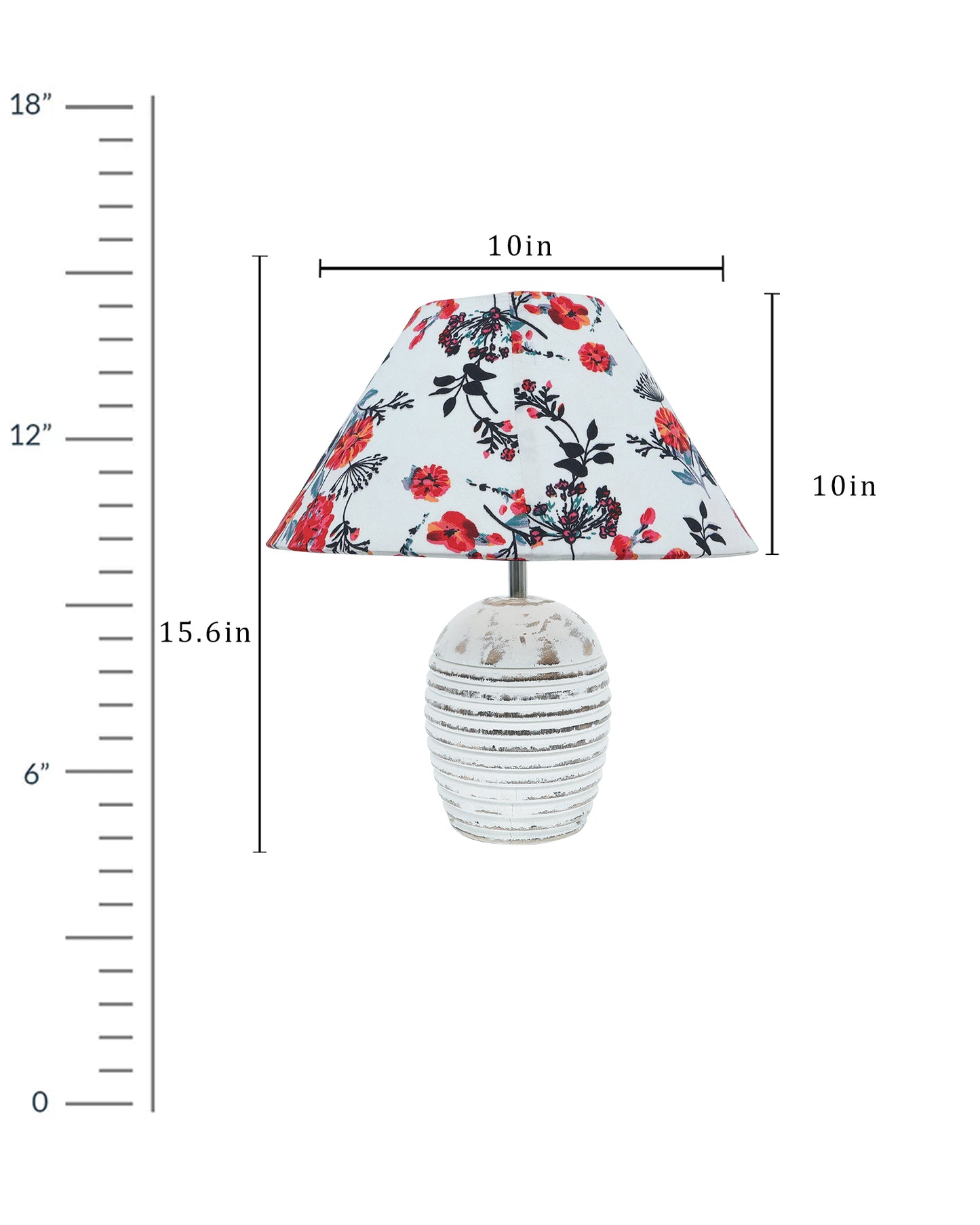 Ribbed Basket Table Lamp, Wooden Base Modern Fabric Lampshade for Home Office Cafe Restaurant