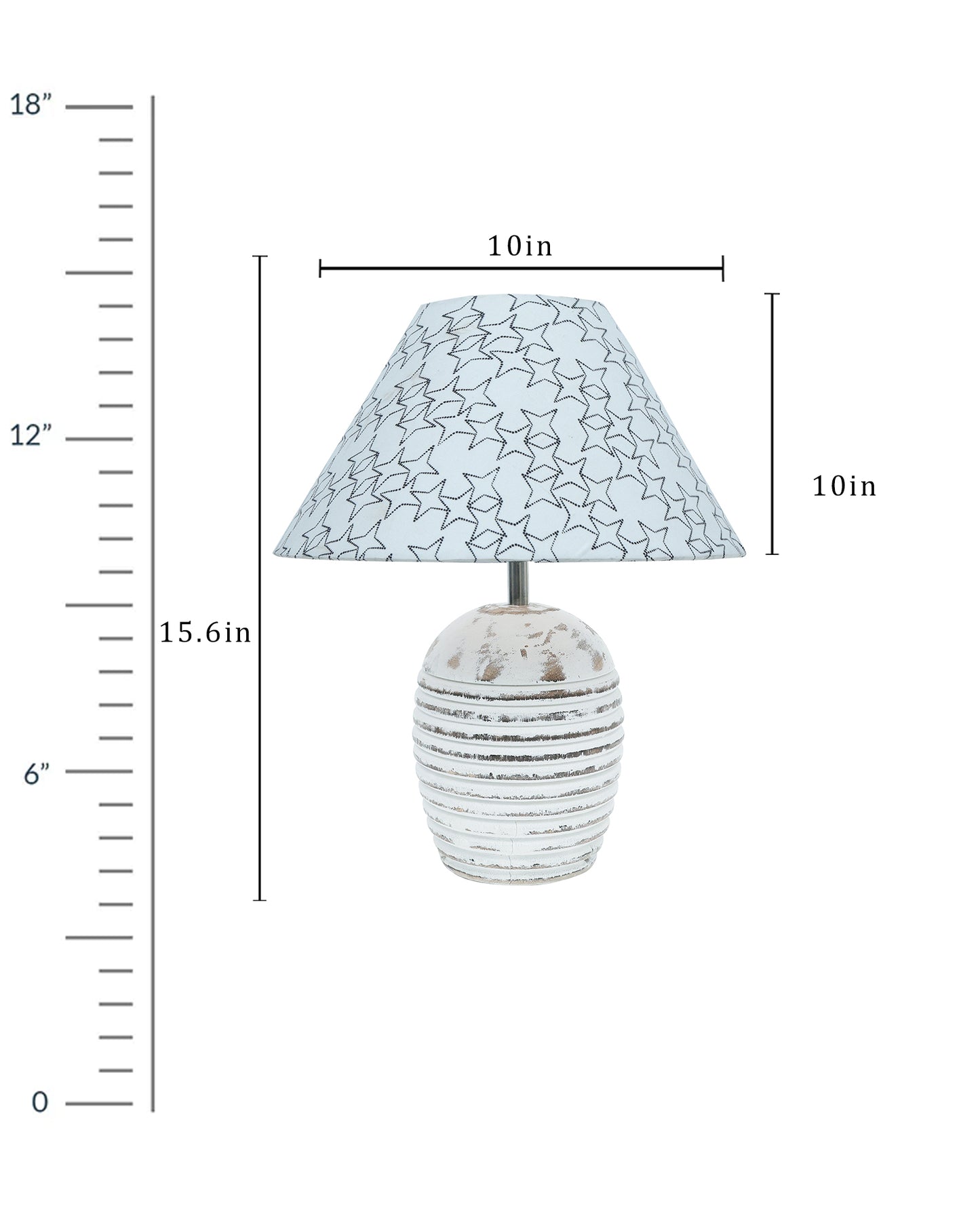 Ribbed Basket Table Lamp, Wooden Base Modern Fabric Lampshade for Home Office Cafe Restaurant