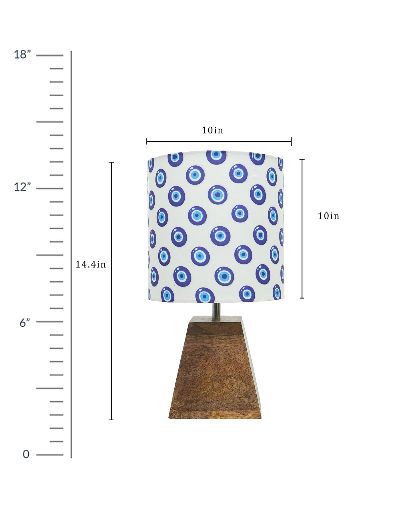 Wood Table Lamp, Modern Base Fabric Lampshade for Home Office Cafe Restaurant, Pyramid