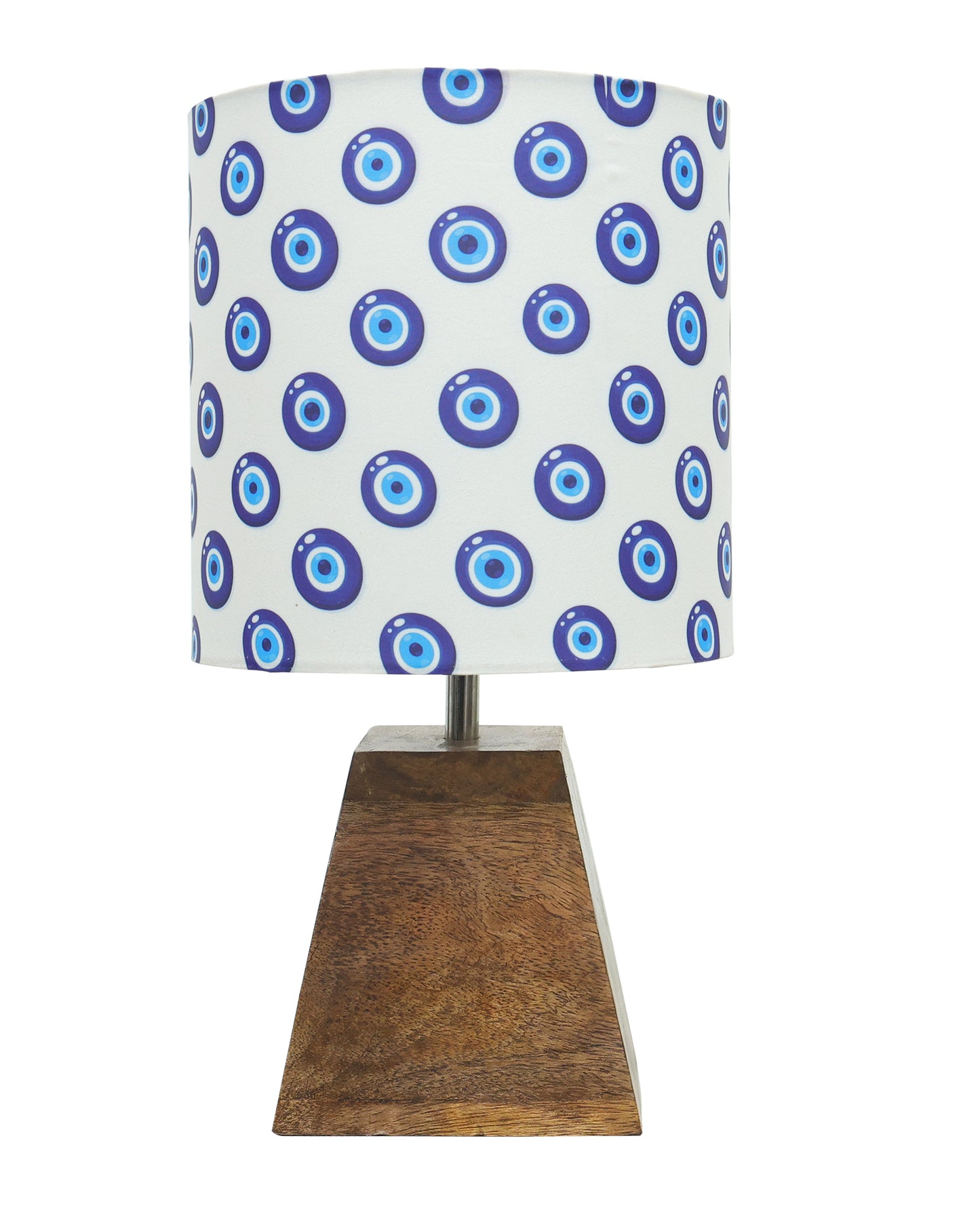 Wood Table Lamp, Modern Base Fabric Lampshade for Home Office Cafe Restaurant, Pyramid