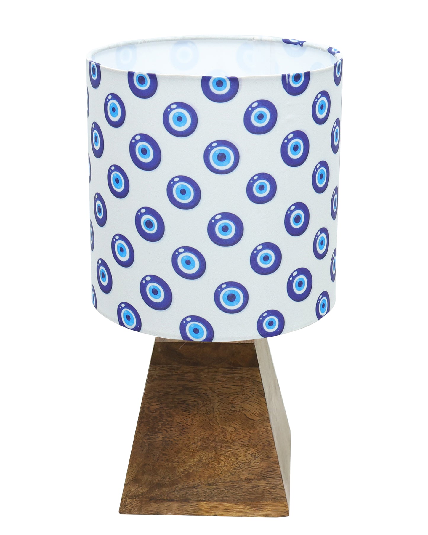 Wood Table Lamp, Modern Base Fabric Lampshade for Home Office Cafe Restaurant, Pyramid