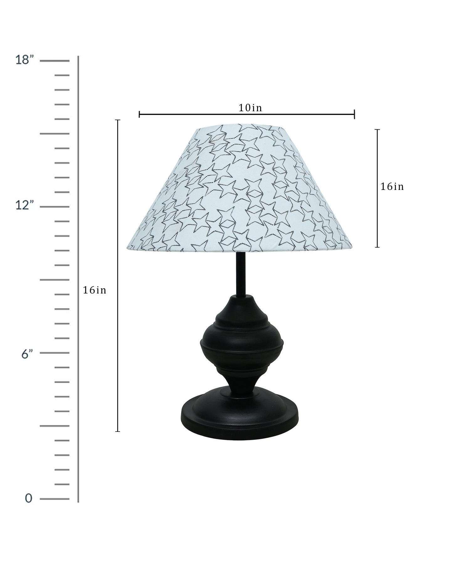 Black Metal Urn Table Lamp with Fabric Shade, B22 holder Nightstand Lamp