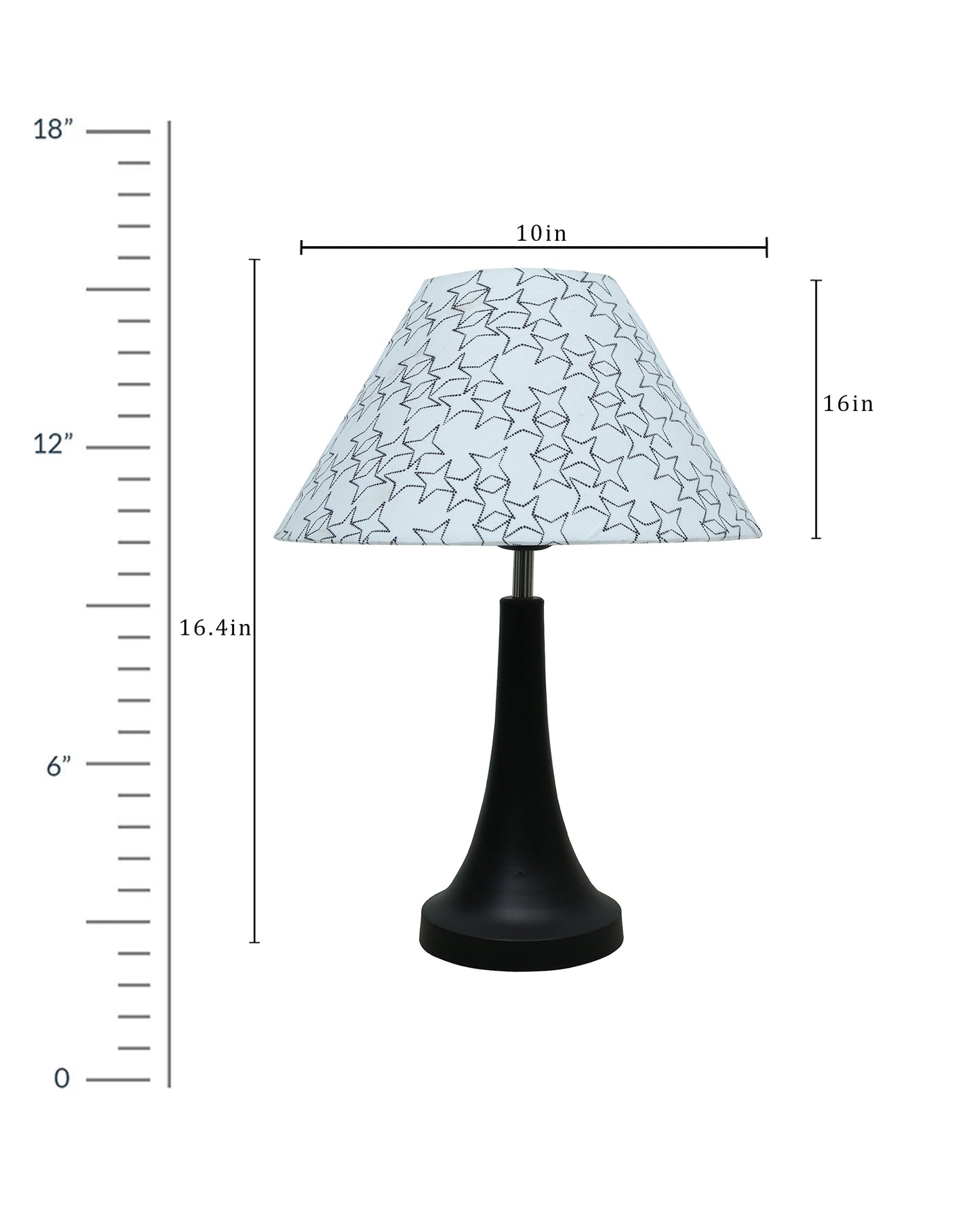 Black Metal Cone Table Lamp with Fabric Shade, B22 holder Nightstand Lamp