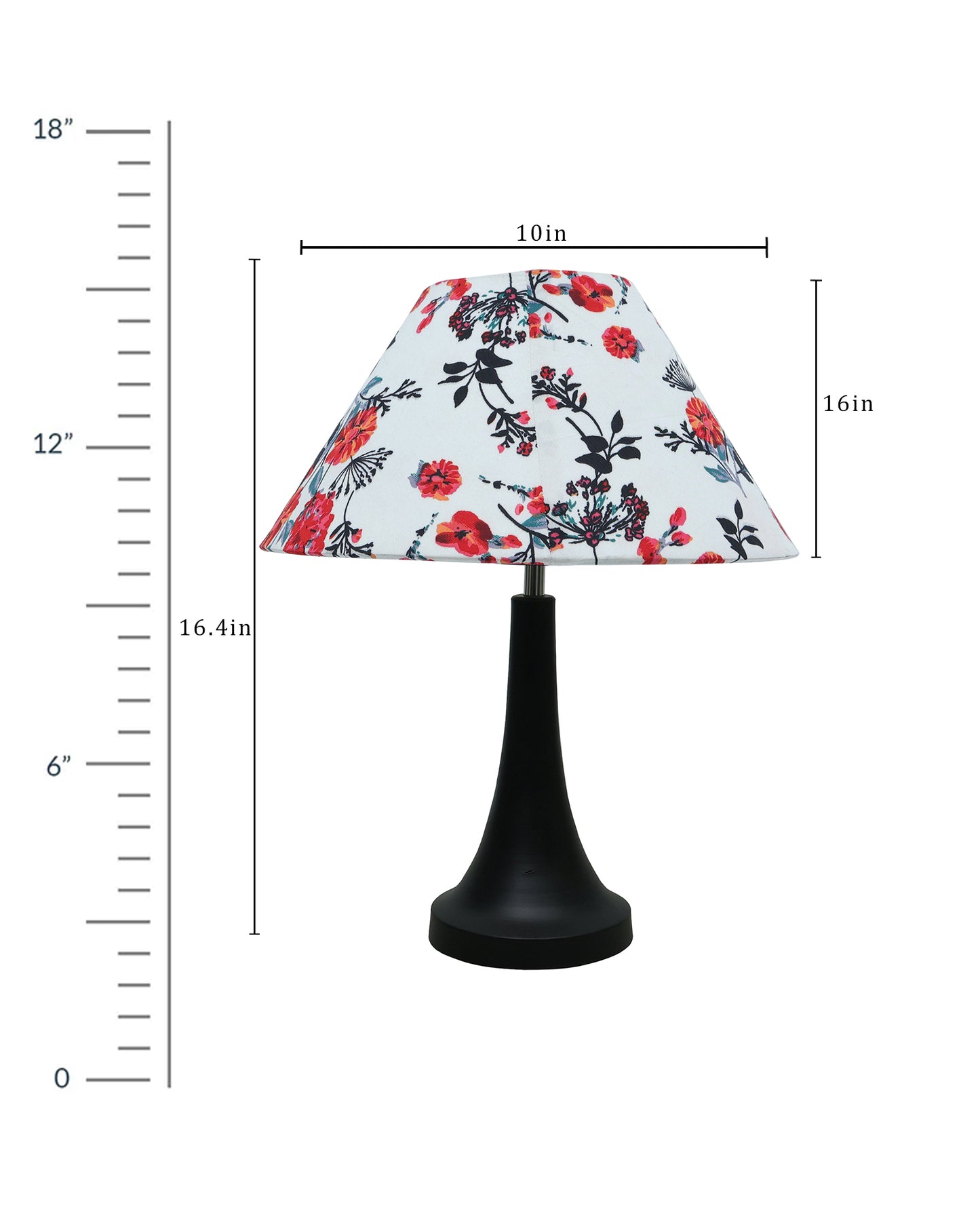 Black Metal Cone Table Lamp with Fabric Shade, B22 holder Nightstand Lamp