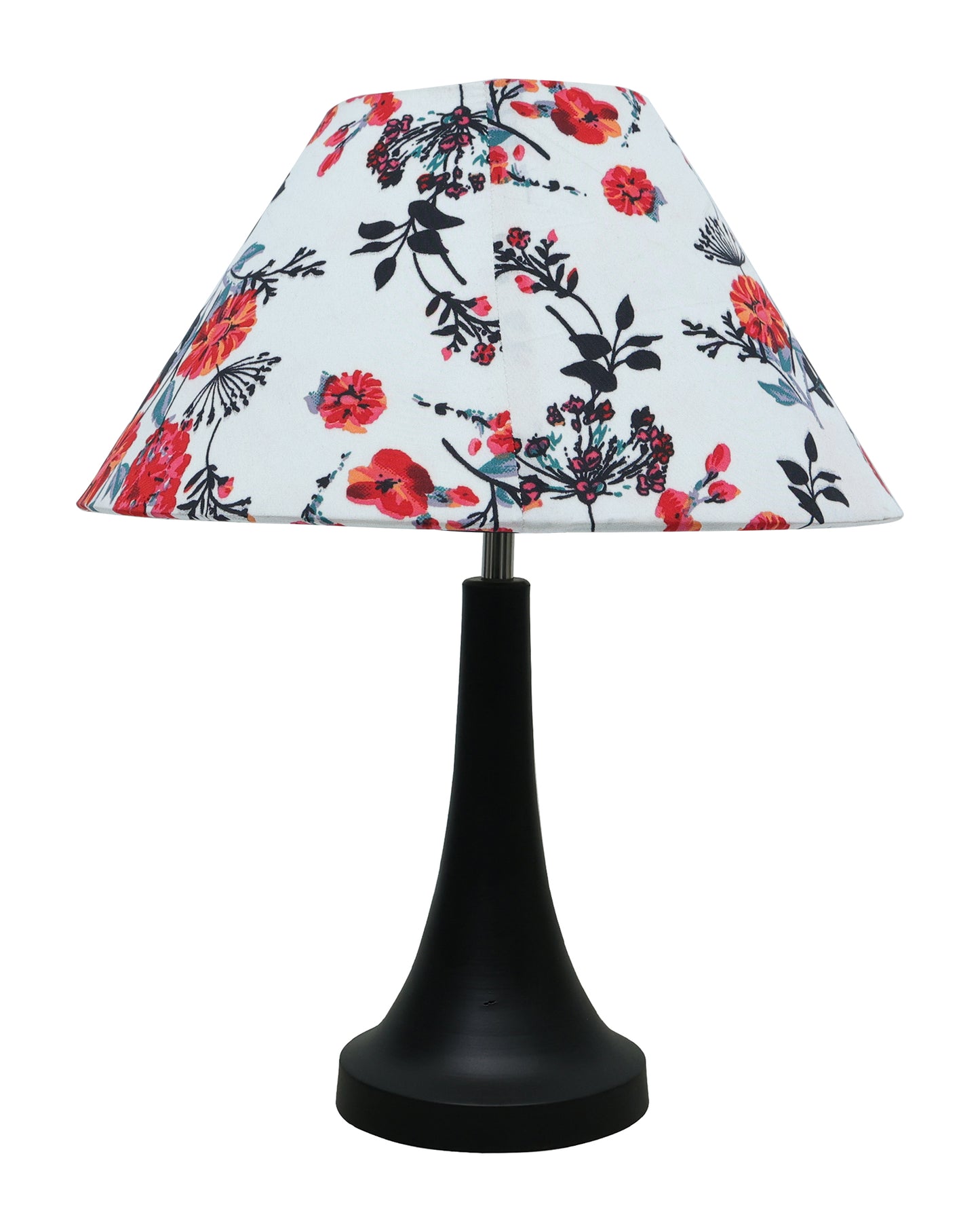 Black Metal Cone Table Lamp with Fabric Shade, B22 holder Nightstand Lamp