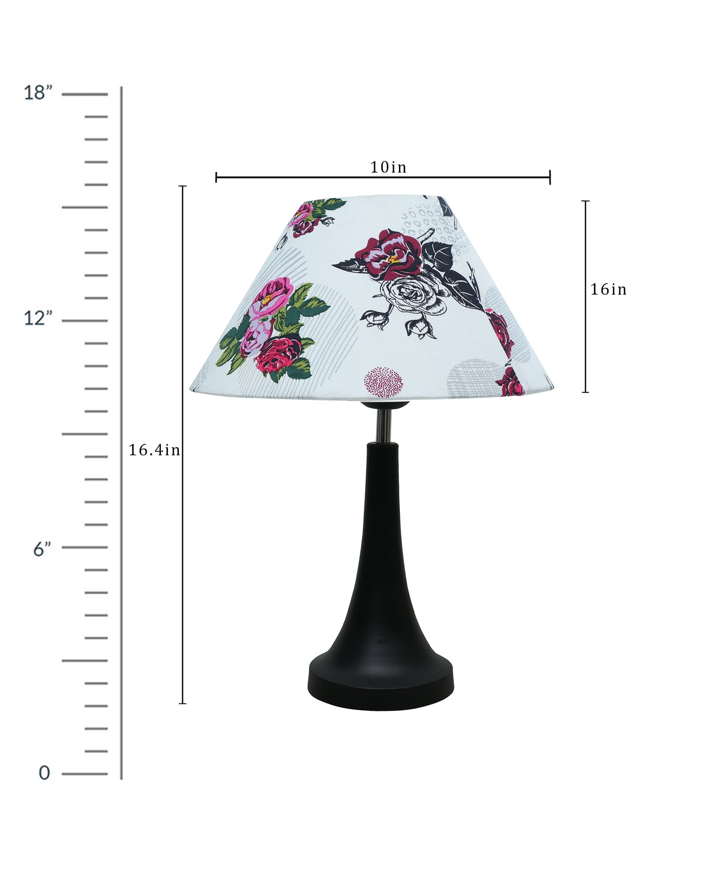 Black Metal Cone Table Lamp with Fabric Shade, B22 holder Nightstand Lamp