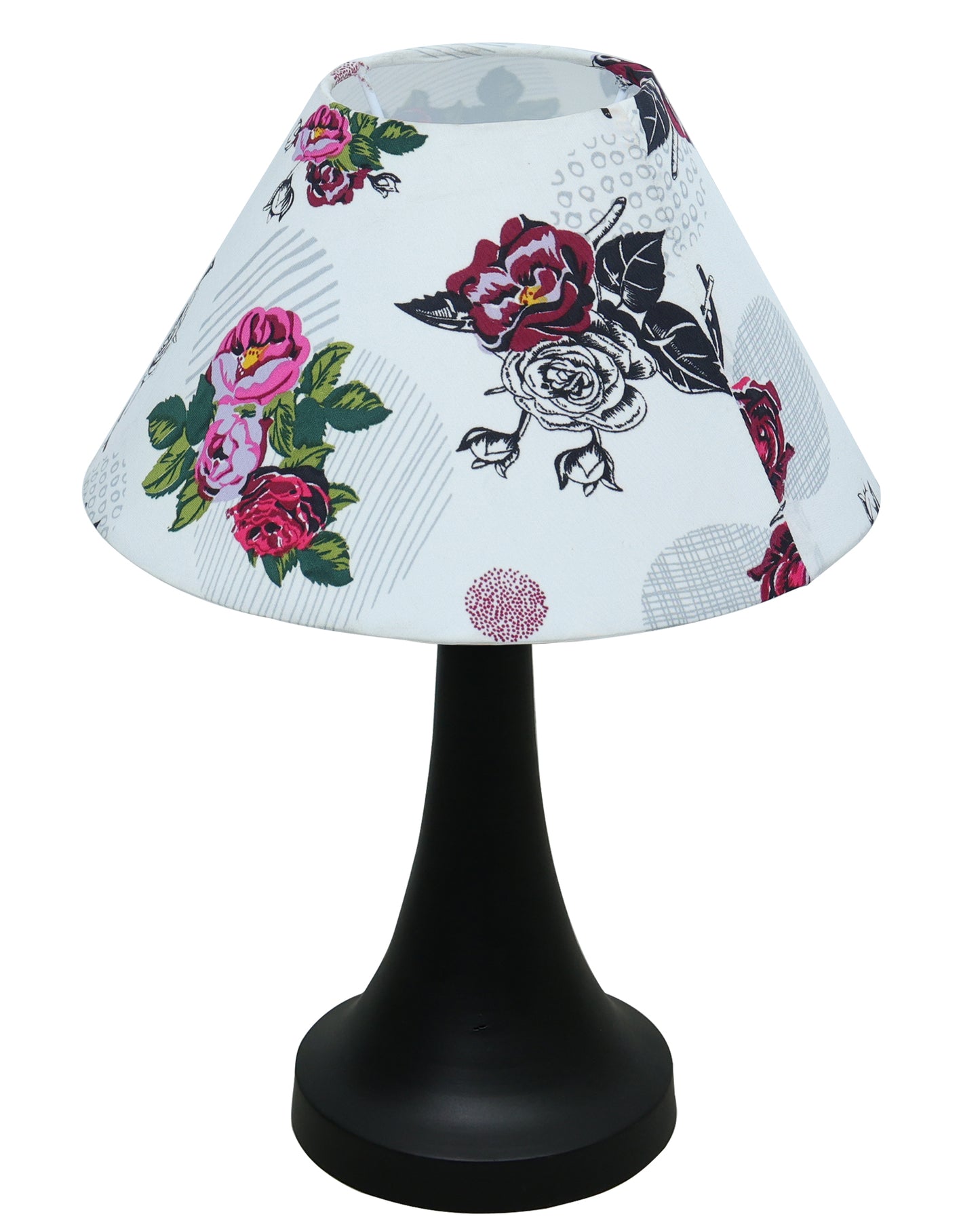 Black Metal Cone Table Lamp with Fabric Shade, B22 holder Nightstand Lamp