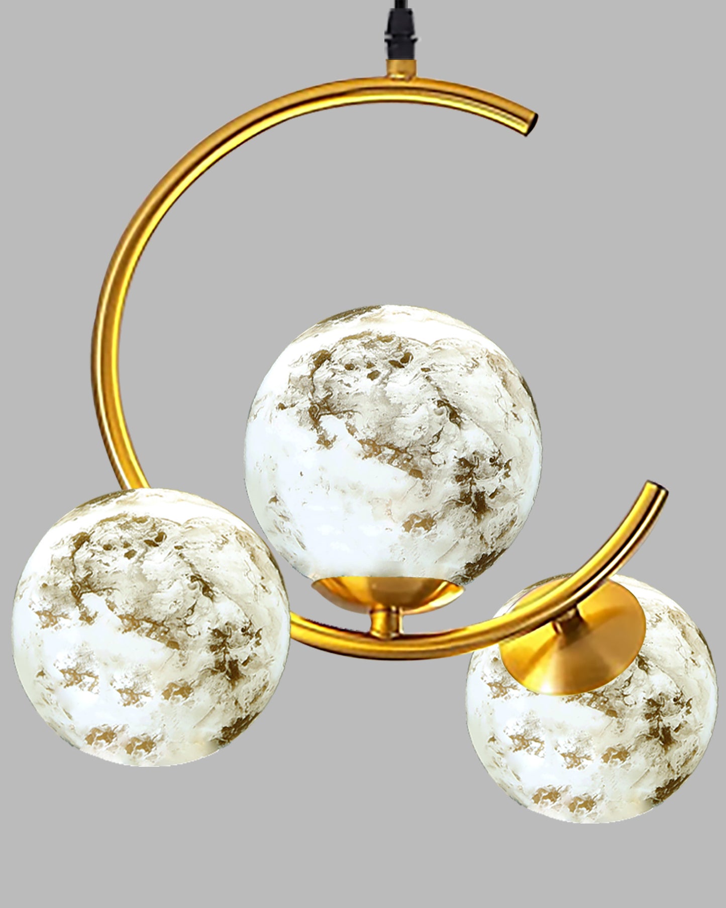 3 Globe Light Chandelier Hanging Light Gold Modern Ceiling Pendant Lamp Adjustable Cord Ceiling Light for Bedroom Living Dining Room