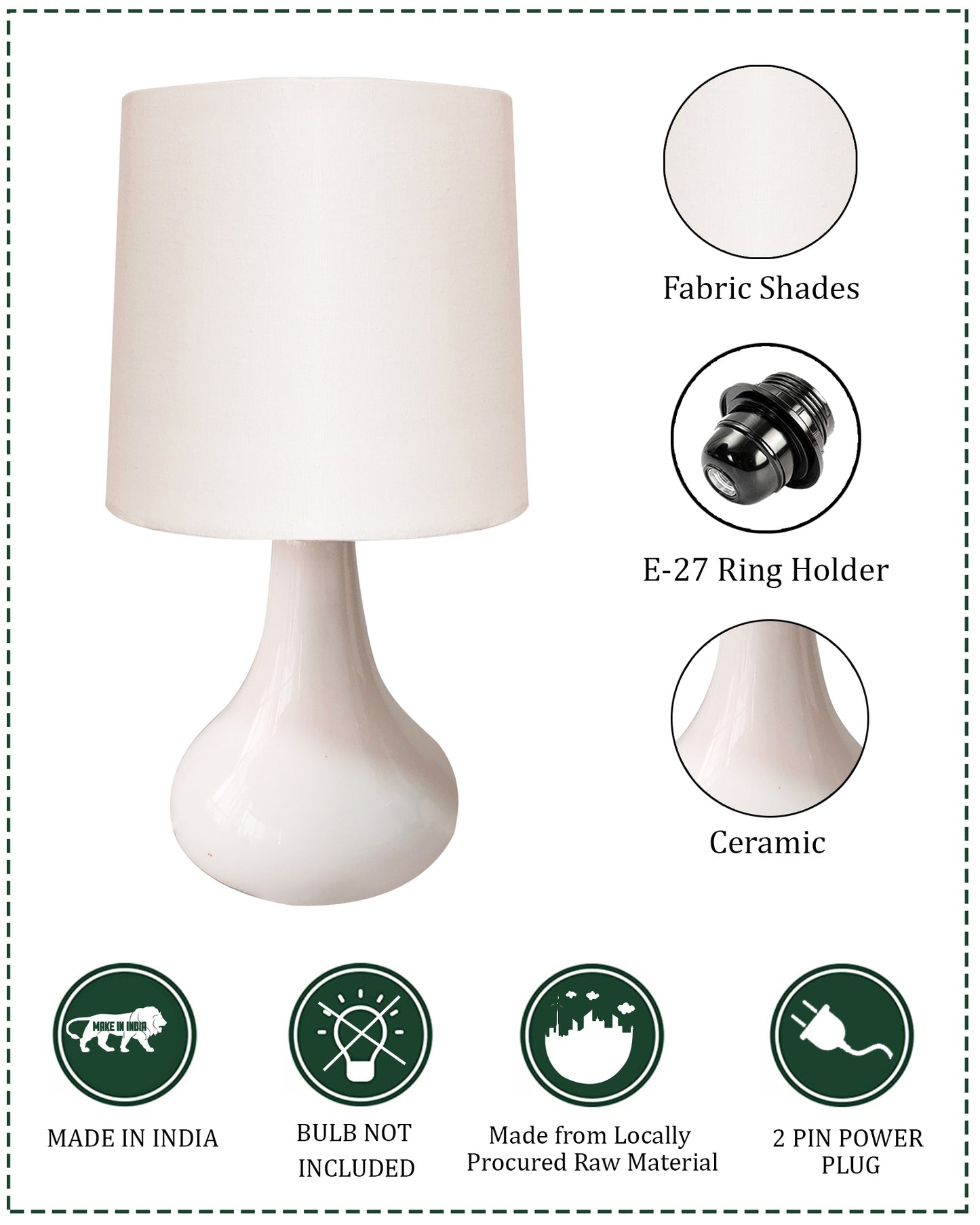 Modern Small Ceramic Table Lamp With Fabric Shade Classic Bedside Desk lamp