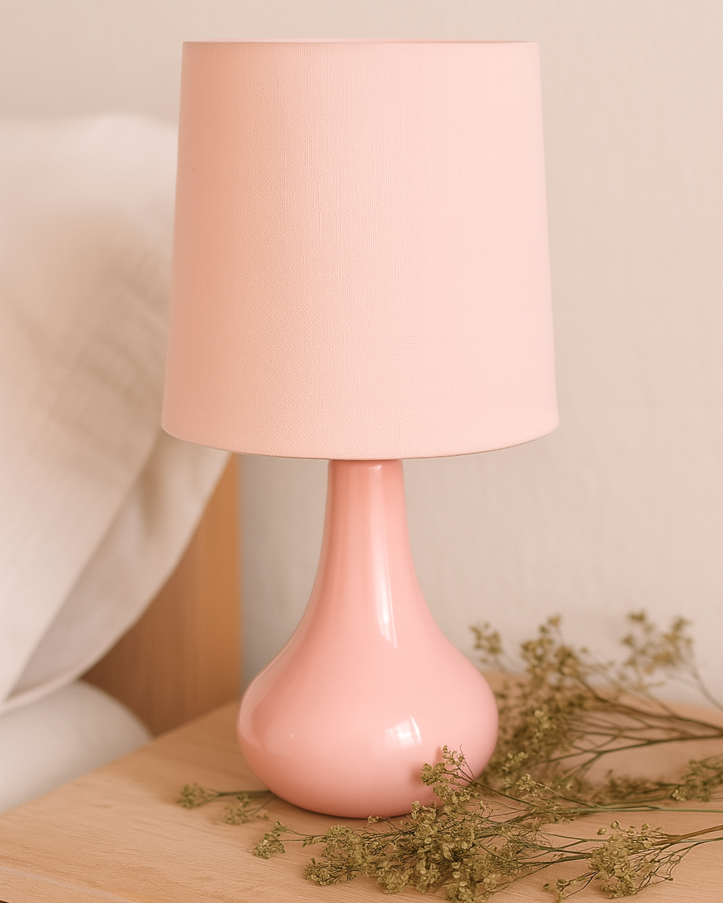 Modern Small Ceramic Table Lamp With Fabric Shade Classic Bedside Desk lamp