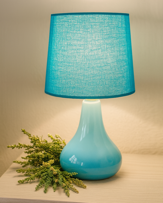 Modern Small Ceramic Table Lamp With Fabric Shade Classic Bedside Desk lamp