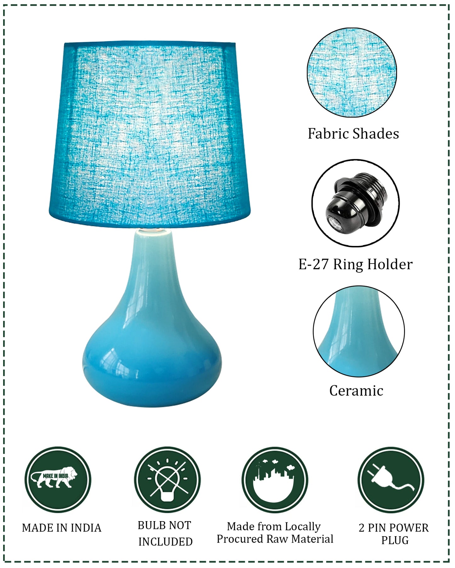 Modern Small Ceramic Table Lamp With Fabric Shade Classic Bedside Desk lamp