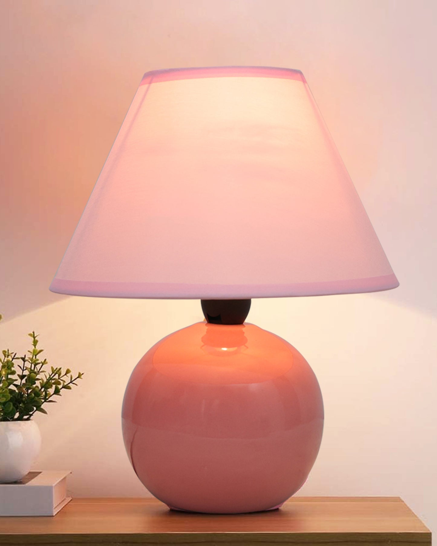 Modern Small Ceramic Table Lamp, Classic Bedside Desk lamp for Living Room Bedroom, Farmhouse Night