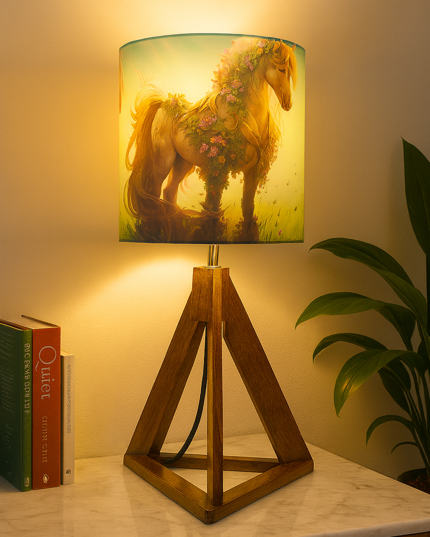 Industrial French Country Rustic Bedside Desk Nightstand Lamp for Bedroom Living Room Office College Bookcase, Dark Burn Finish, Triangle