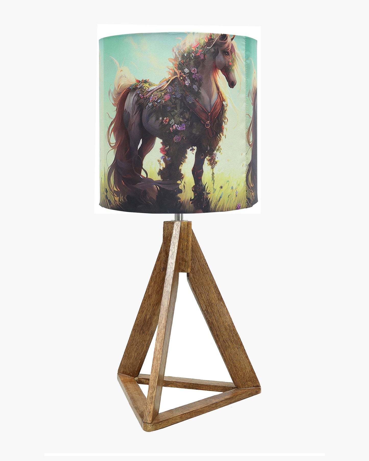 Industrial French Country Rustic Bedside Desk Nightstand Lamp for Bedroom Living Room Office College Bookcase, Dark Burn Finish, Triangle