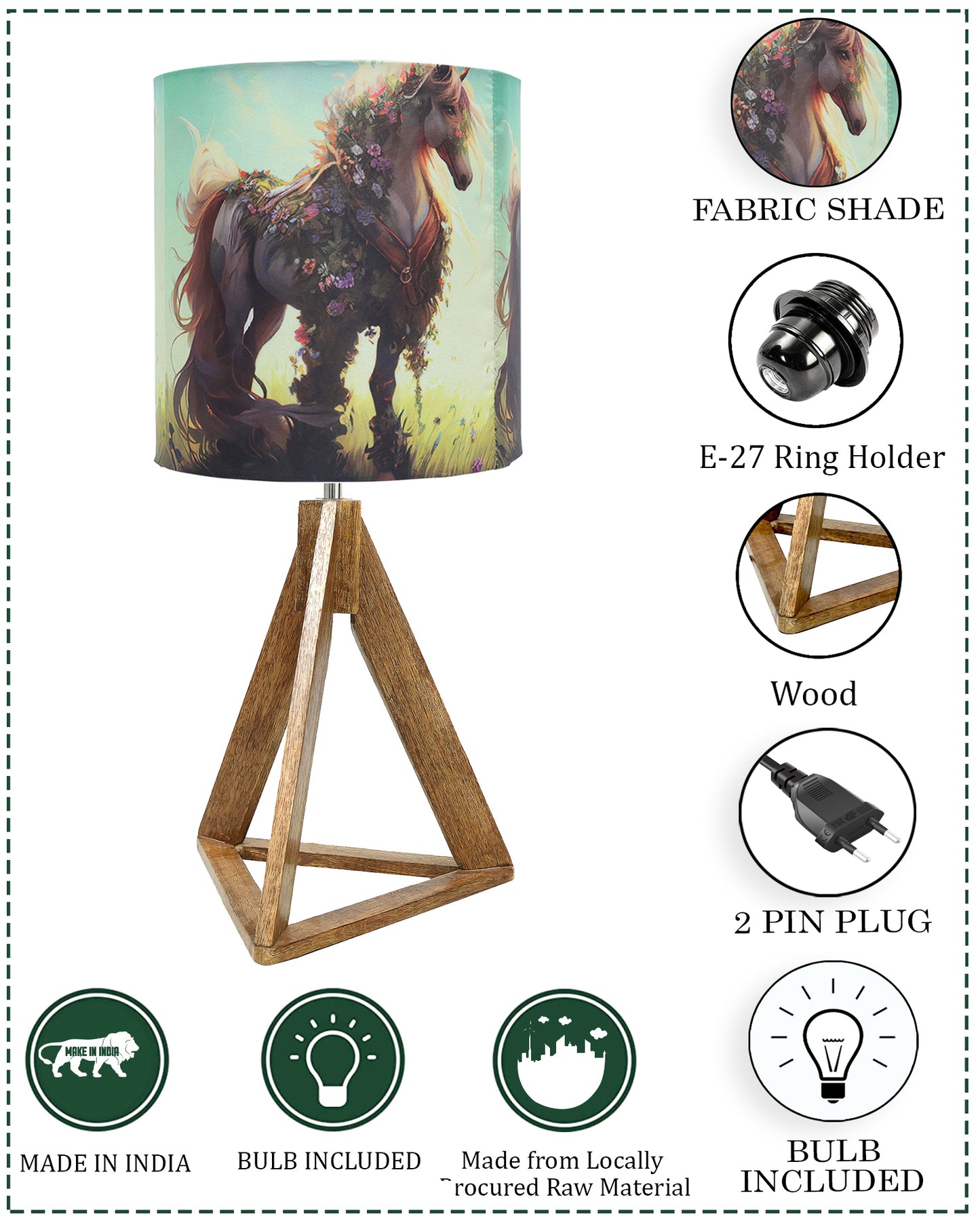 Industrial French Country Rustic Bedside Desk Nightstand Lamp for Bedroom Living Room Office College Bookcase, Dark Burn Finish, Triangle