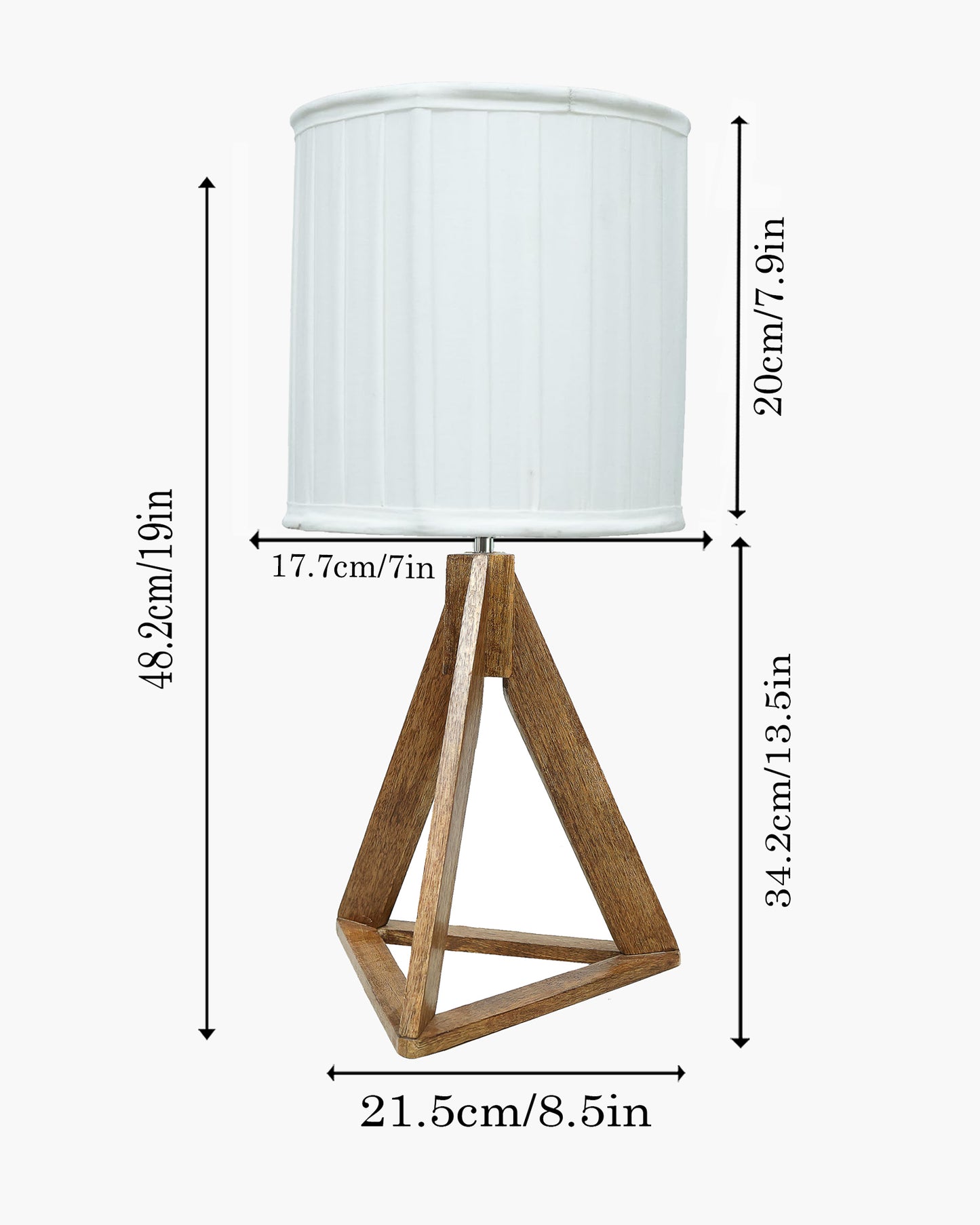 Industrial French Country Rustic Bedside Desk Nightstand Lamp for Bedroom Living Room Office College Bookcase, Dark Burn Finish, Triangle