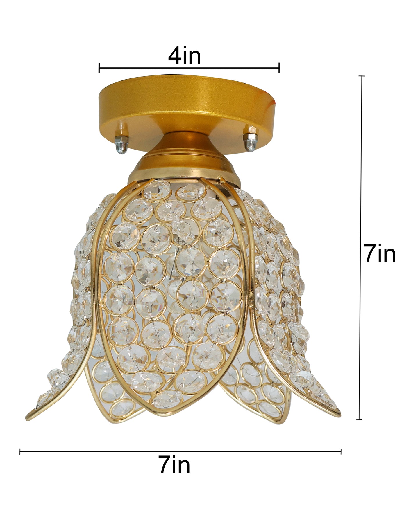 Metal Lotus Crystal Flush Mount Ceiling Light, for Hallway Light Fixture Ceiling
