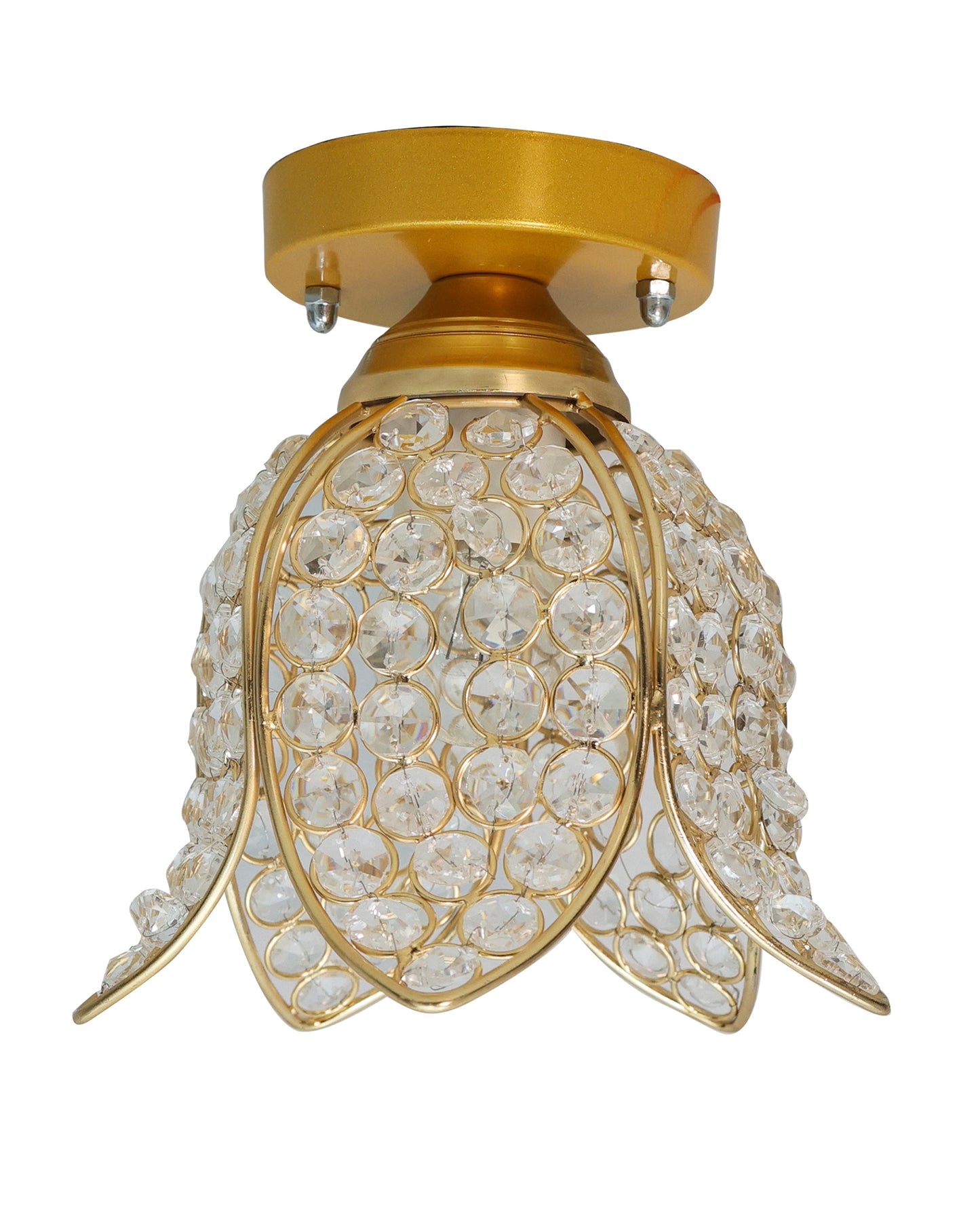 Metal Lotus Crystal Flush Mount Ceiling Light, for Hallway Light Fixture Ceiling