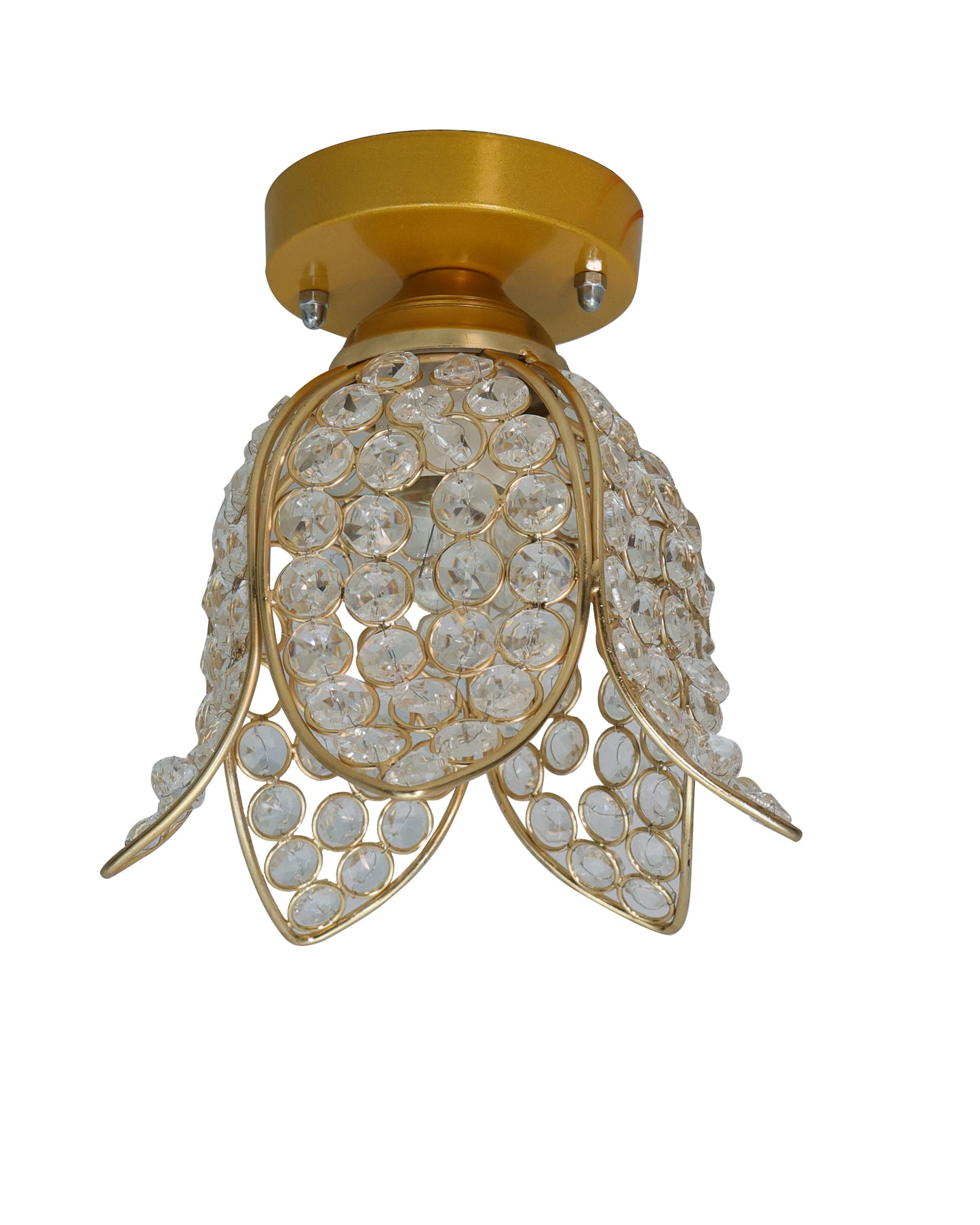 Metal Lotus Crystal Flush Mount Ceiling Light, for Hallway Light Fixture Ceiling