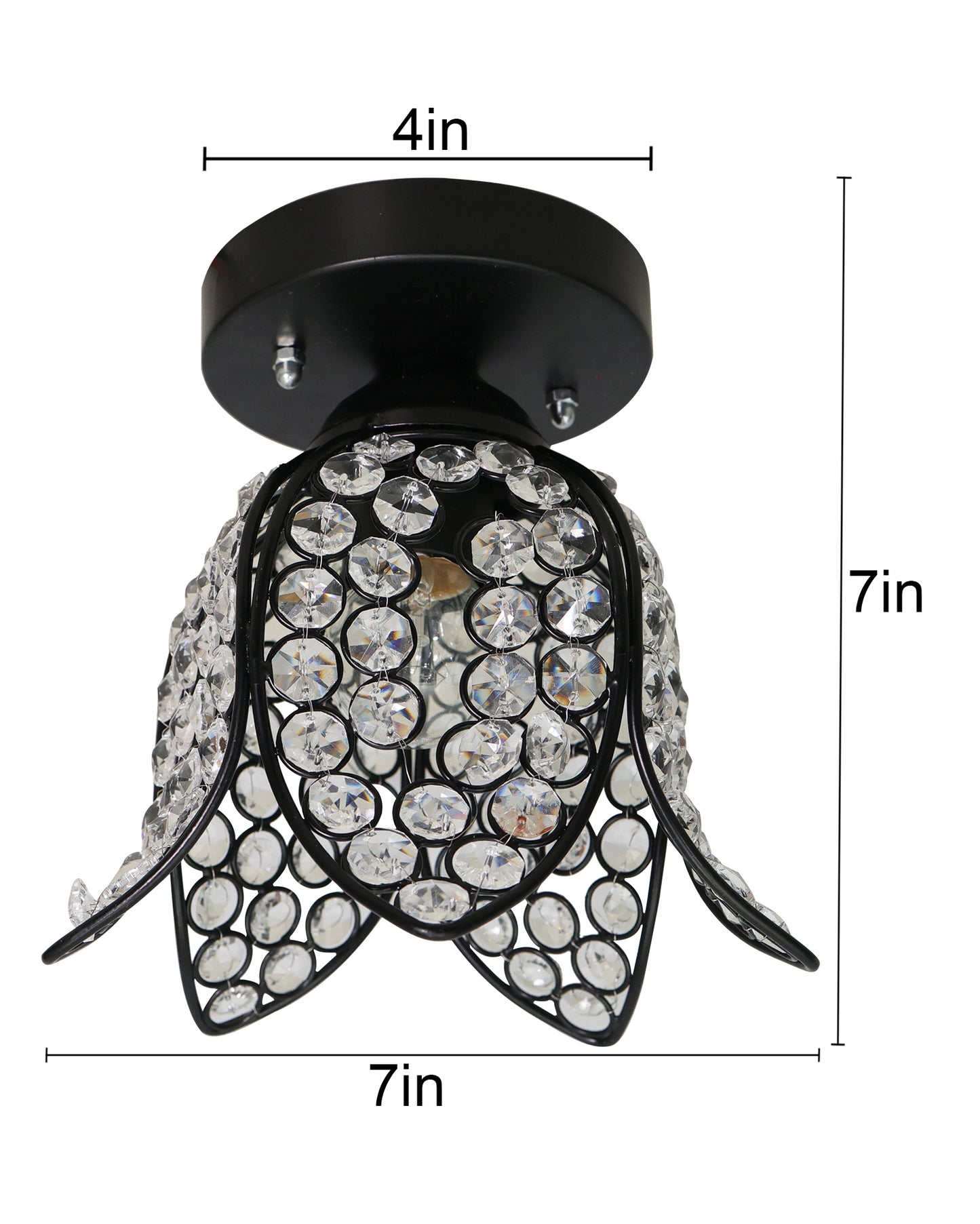 Metal Lotus Crystal Flush Mount Ceiling Light, for Hallway Light Fixture Ceiling