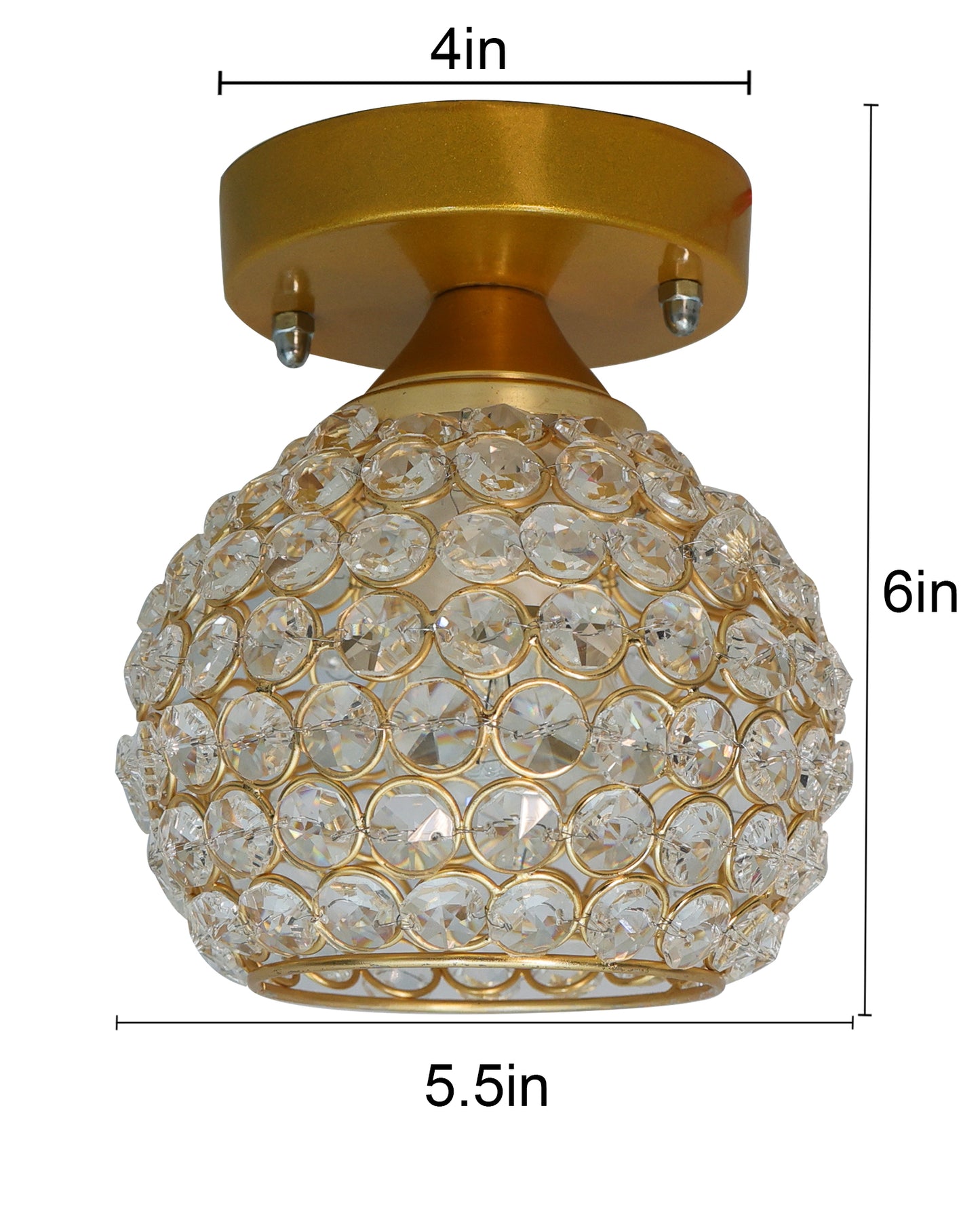 Semi Flush Mount Ceiling Light, Crystal Semi Flush Mount Light Fixture,Metal Crystal Flush Mount Ceiling Light, for Hallway Light Fixture