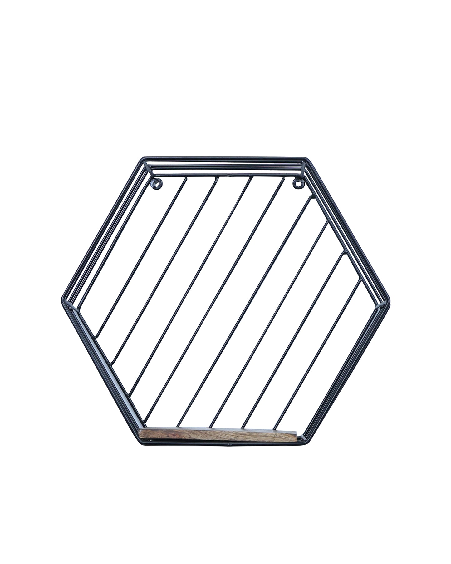 Industrial Black Wall Mounted Honeycomb Floating Shelves Set of 3 Decorative Hexagon Metal Wire Shelves – Large, Medium Small - Modern Shelves for Home, Office- Rustic Brown