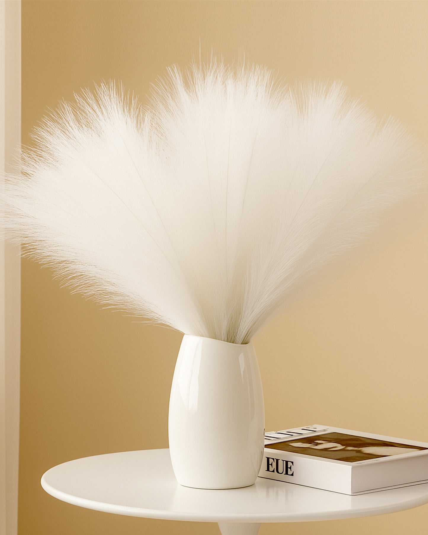 Homesake® Artificial Fluffy Pampas Grass Sticks | Pompous Faux Flowers For Vases | Decoration Items For Living Room Office Balcony Bedroom Table