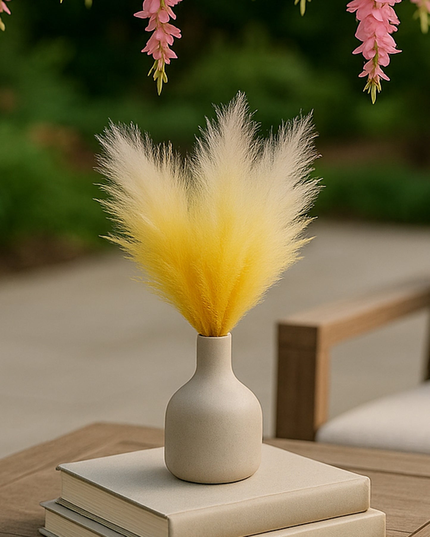 Homesake® Artificial Fluffy Pampas Grass Sticks | Pompous Faux Flowers For Vases | Decoration Items For Living Room Office Balcony Bedroom Table