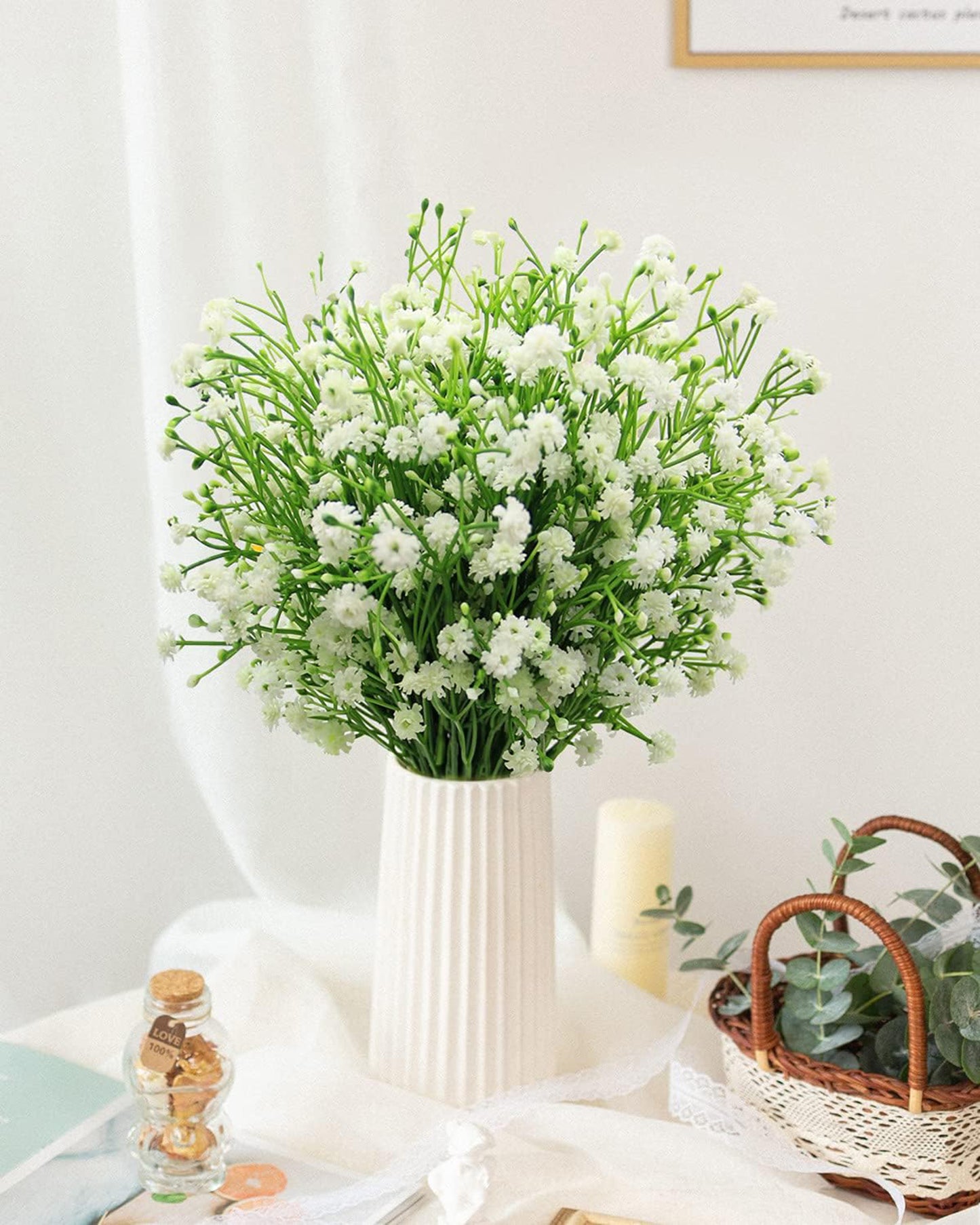 Artificial Flowers Bouquets, Artificial Silk Faux Flowers Millet Flower Bunch for Wedding, Home Table Decorations, Wedding Centerpieces Flowers Arrangement Chinese Flowers