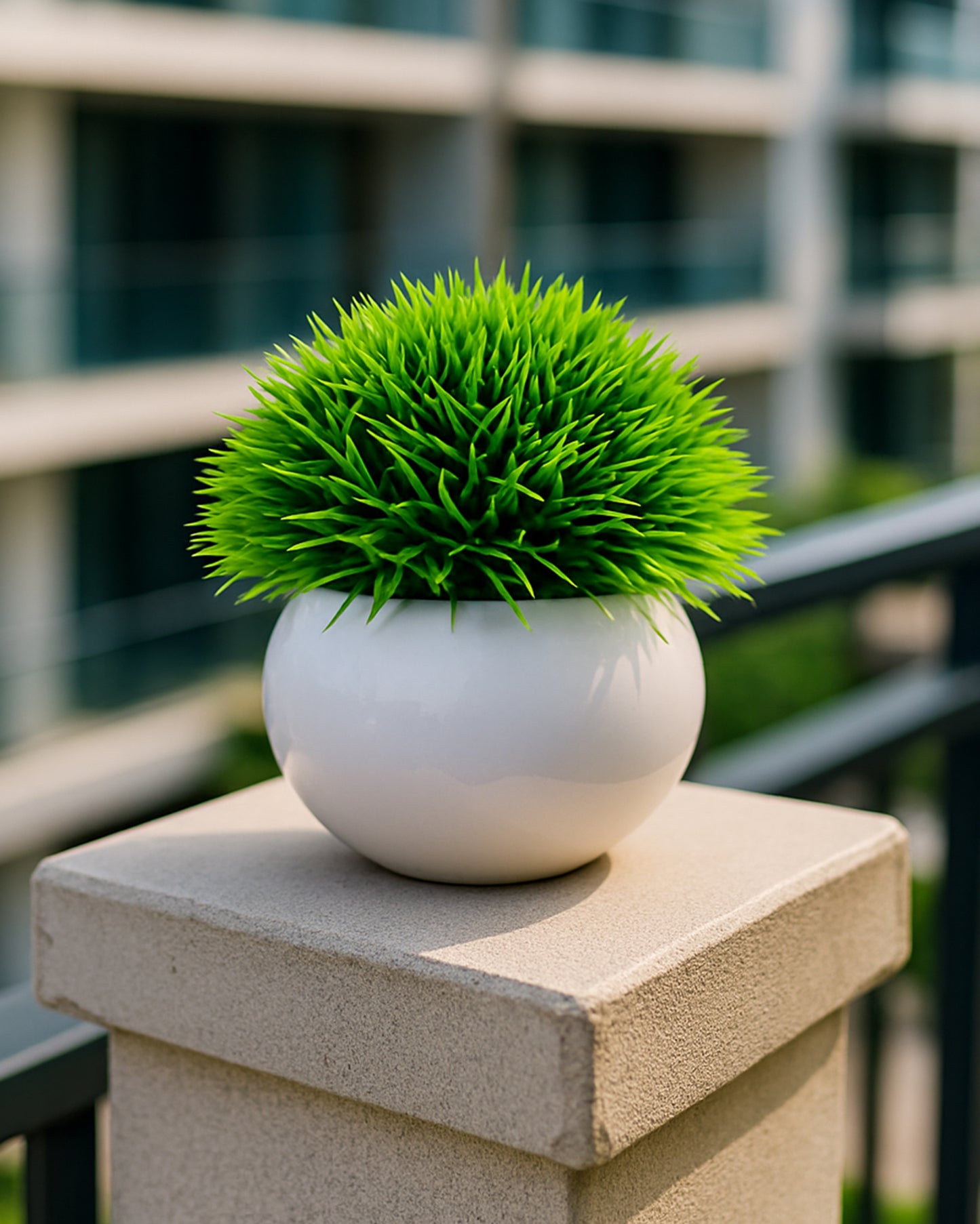 Fake Plants for Bathroom/Home Office Decor, Small Artificial Faux Greenery for House Decoration Office Cubicle Shelf Window, Trimming Ball, set of 2 with metal Pot