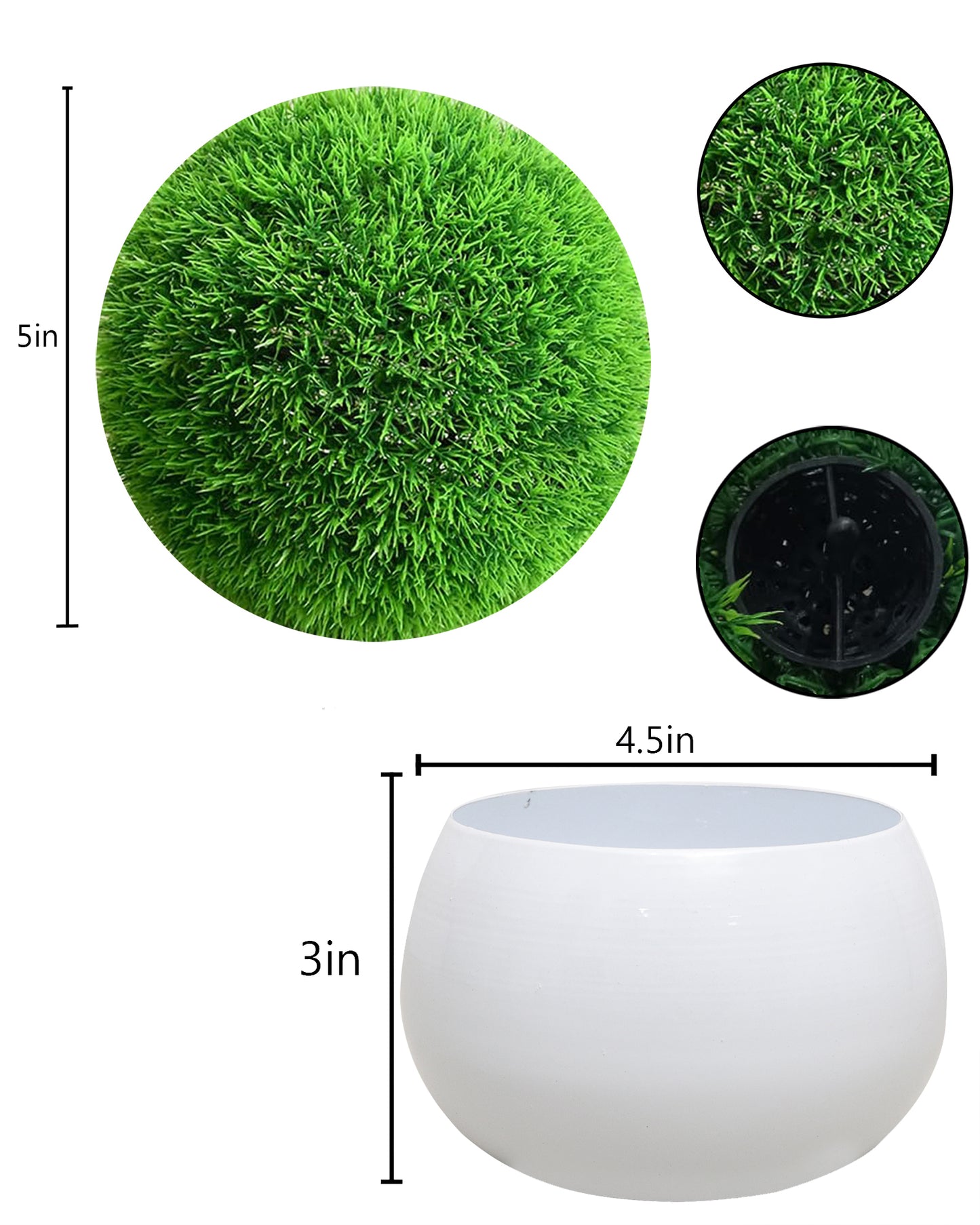 Fake Plants for Bathroom/Home Office Decor, Small Artificial Faux Greenery for House Decoration Office Cubicle Shelf Window, Trimming Ball, set of 2 with metal Pot