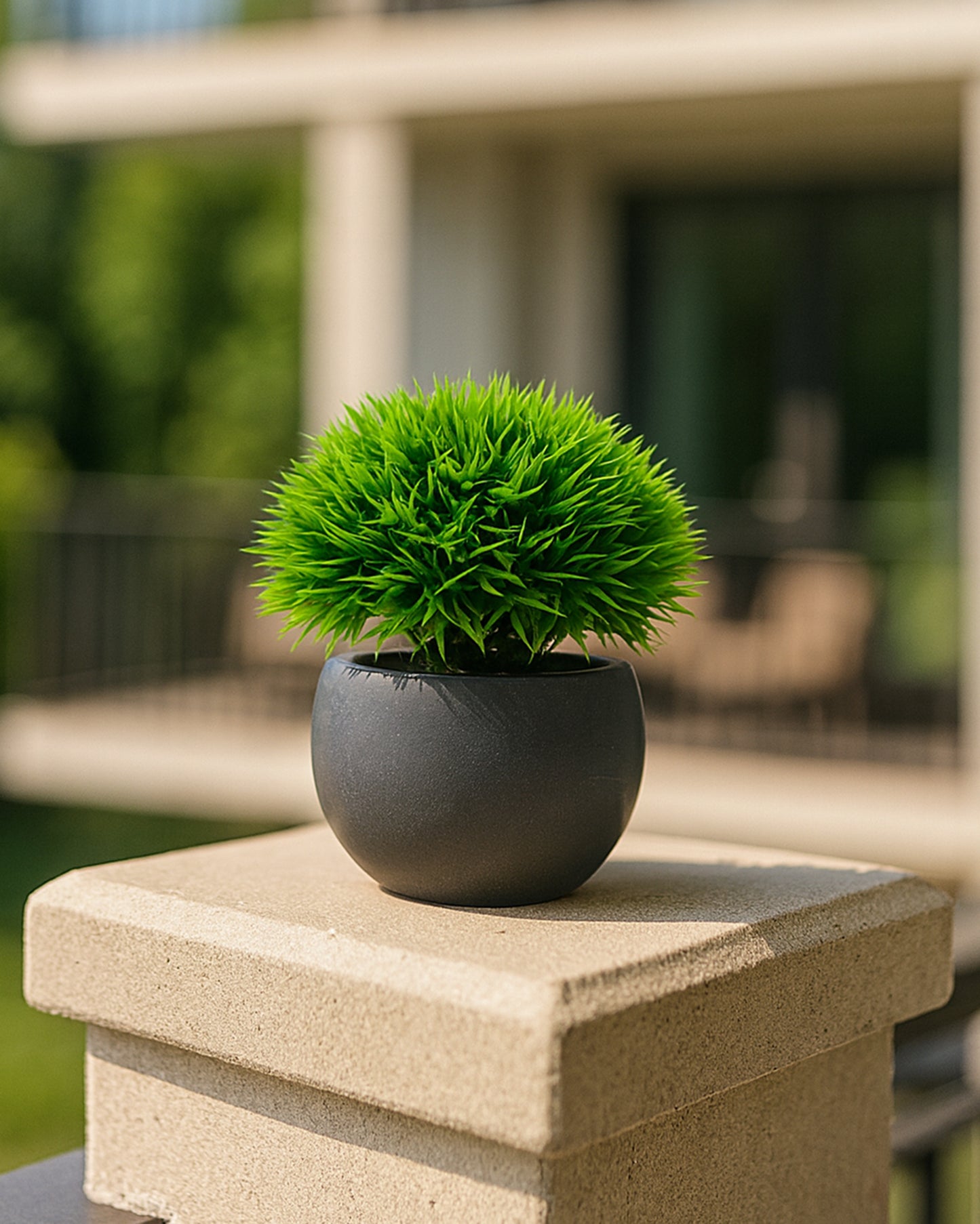 Fake Plants for Bathroom/Home Office Decor, Small Artificial Faux Greenery for House Decoration Office Cubicle Shelf Window, Trimming Ball, set of 2 with metal Pot