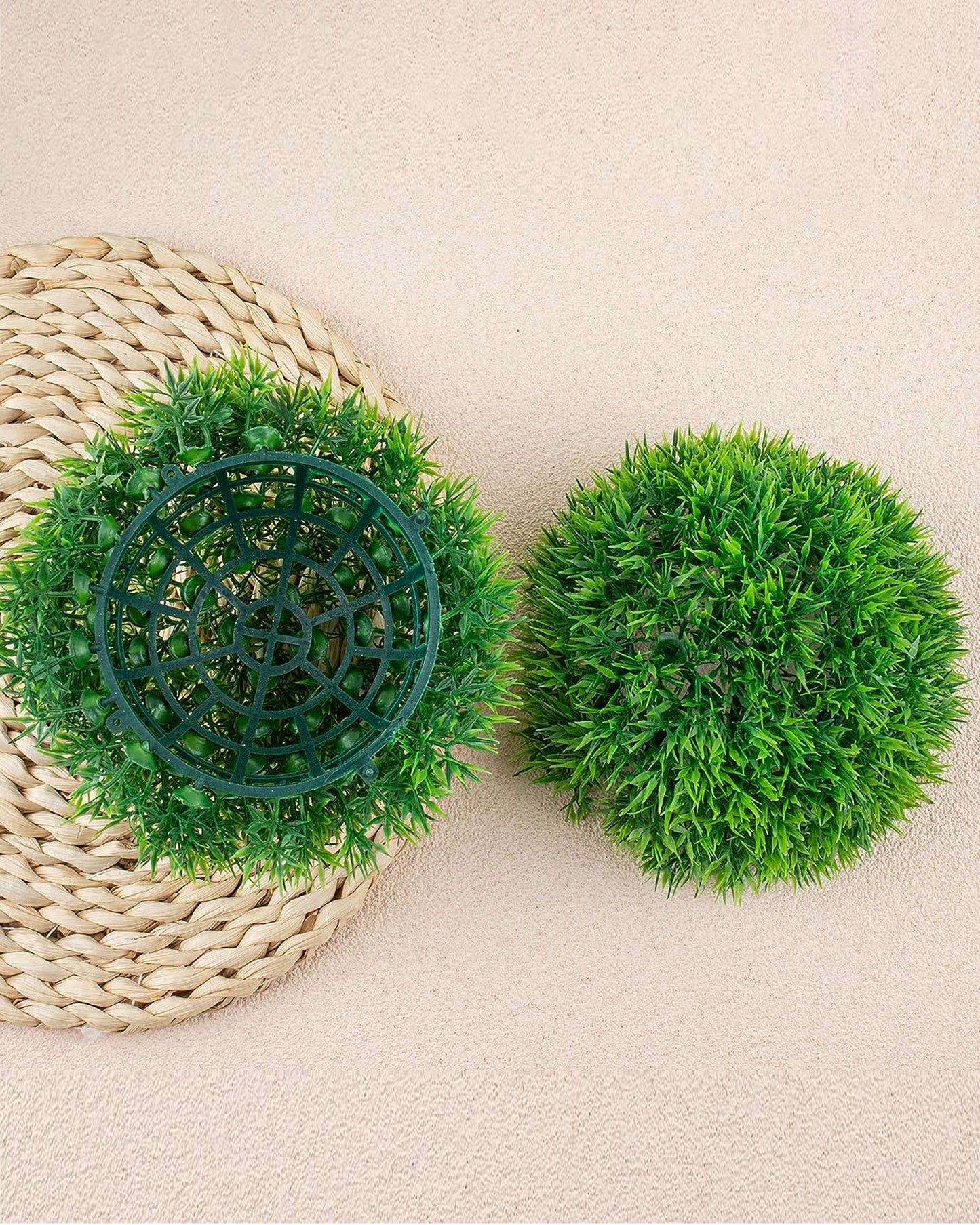 Fake Plants for Bathroom/Home Office Decor, Small Artificial Faux Greenery for House Decoration Office Cubicle Shelf Window, Trimming Ball, set of 2 with metal Pot