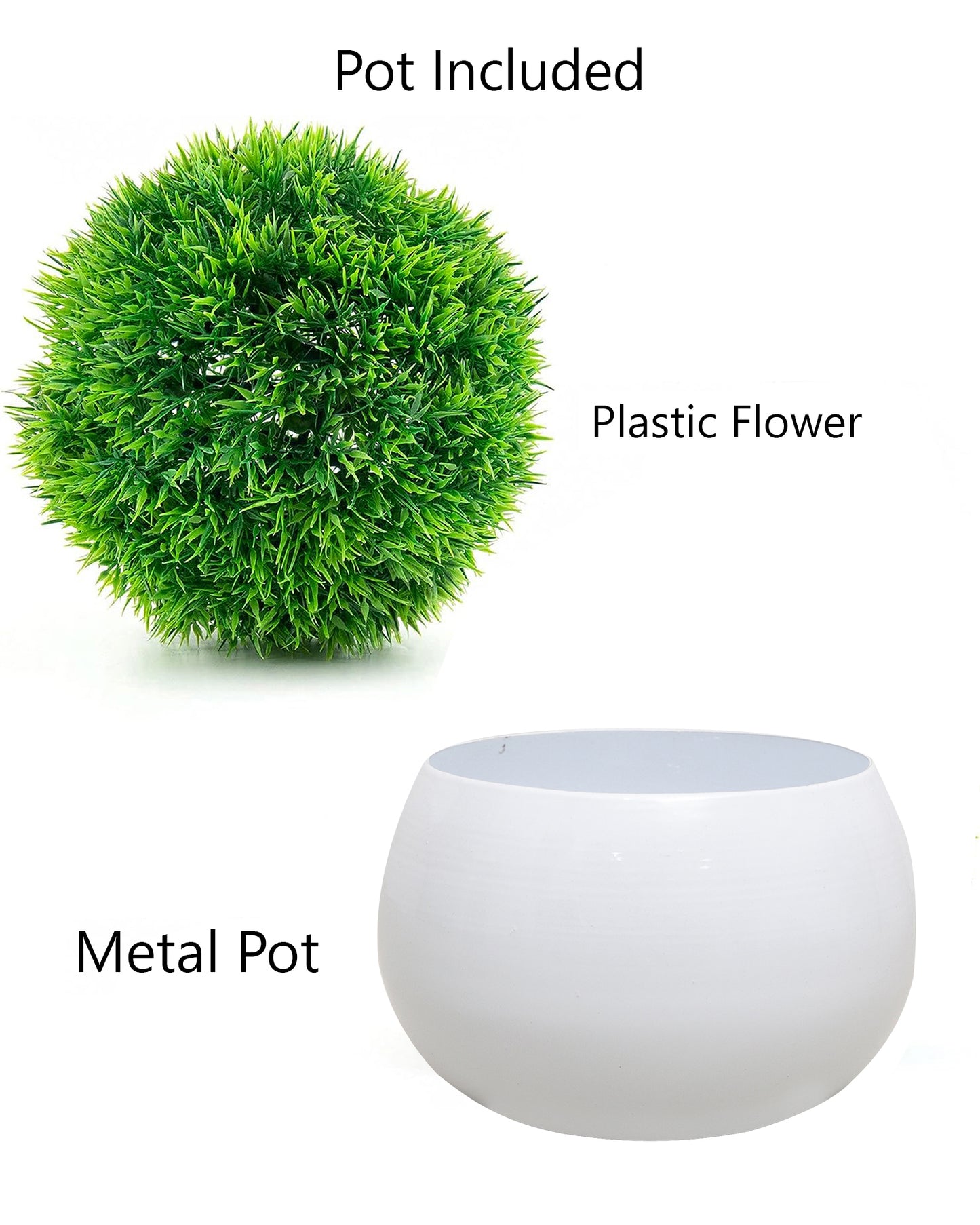 Fake Plants for Bathroom/Home Office Decor, Small Artificial Faux Greenery for House Decoration Office Cubicle Shelf Window, Trimming Ball, set of 2 with metal Pot