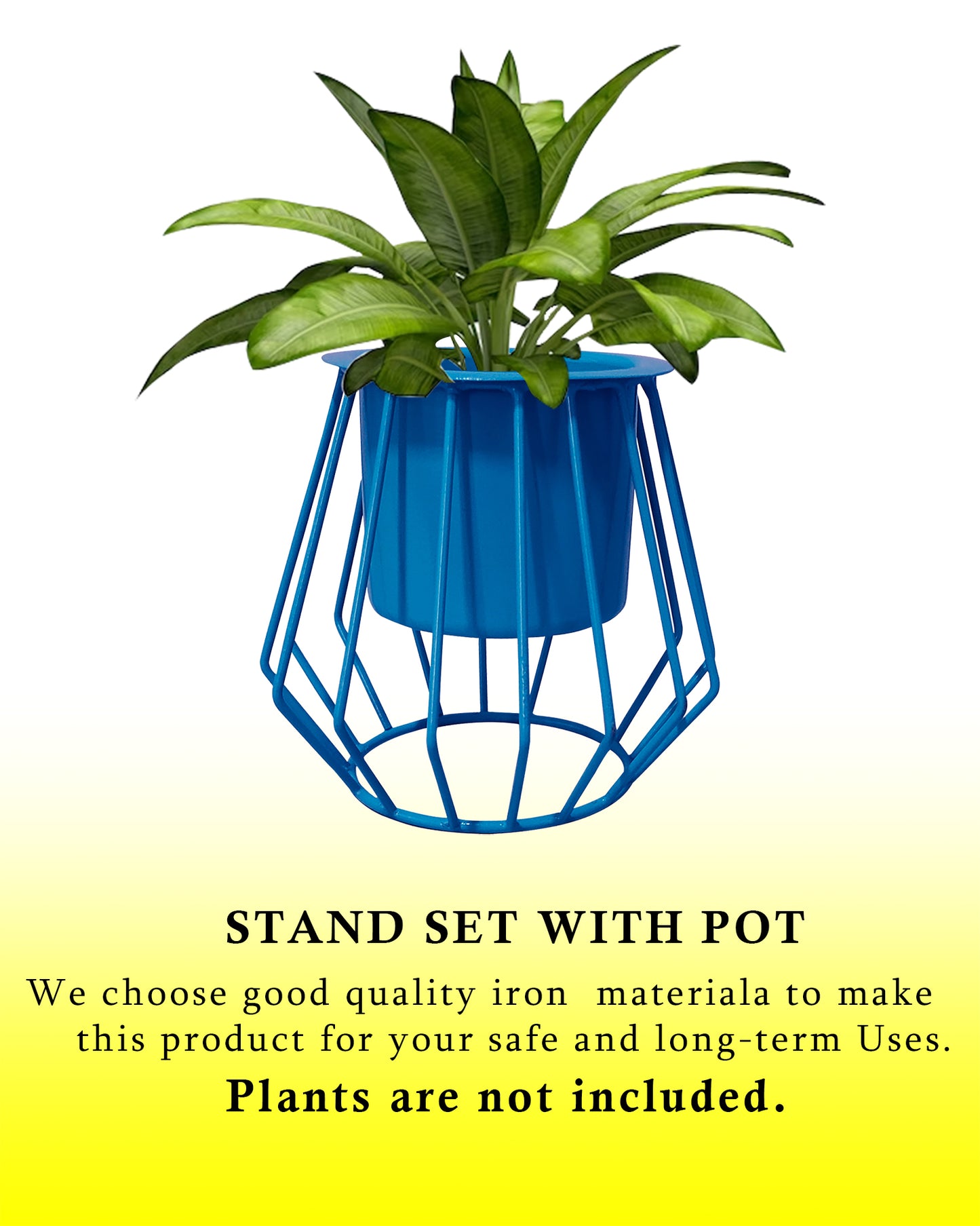 Combo of 2 Table Top Designer Metallic Metal Stand with Planters, Small White Metal Pots for Livingroom, Balcony & Home Decoration, set of 2, Trapezium