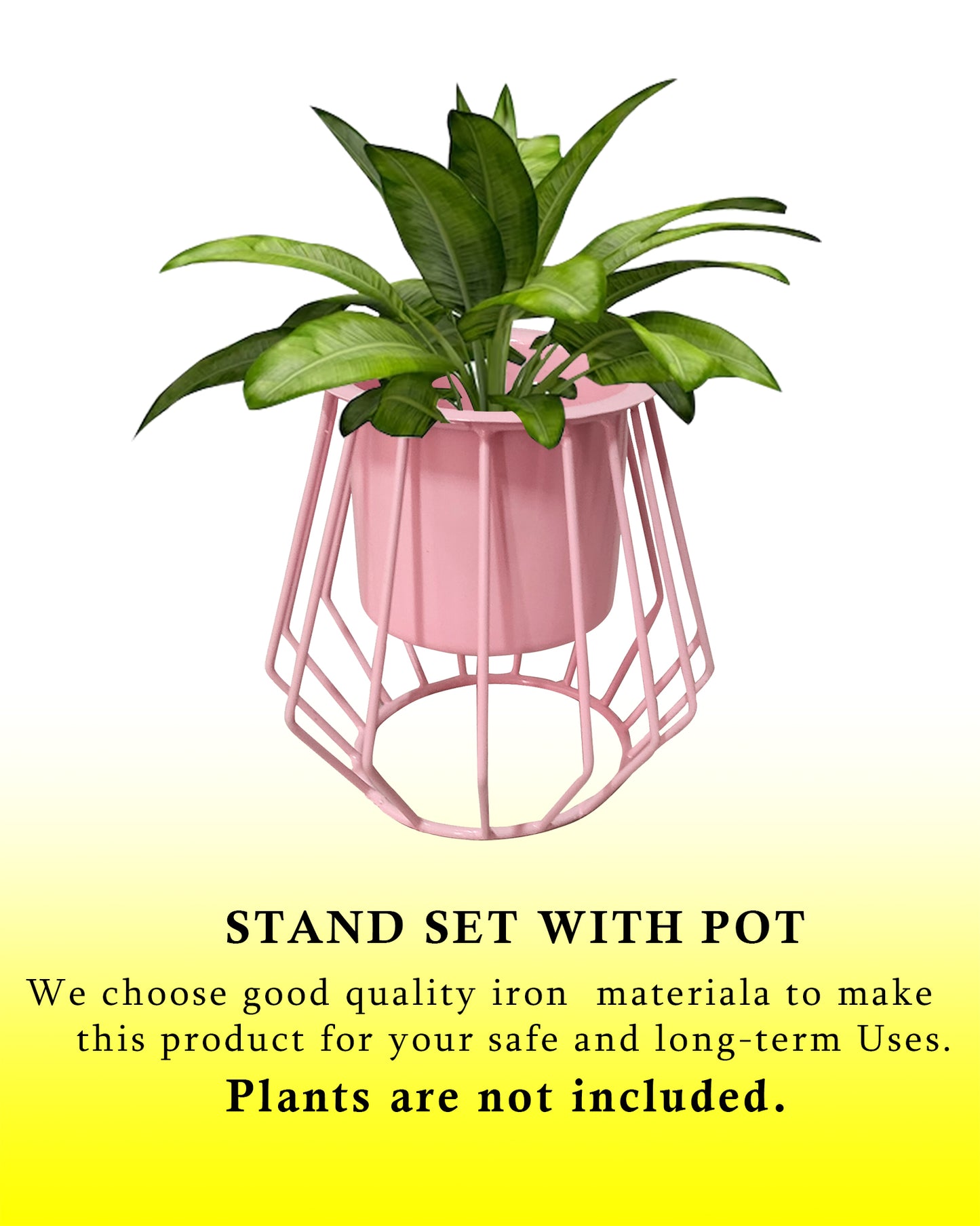 Combo of 2 Table Top Designer Metallic Metal Stand with Planters, Small White Metal Pots for Livingroom, Balcony & Home Decoration, set of 2 Dual