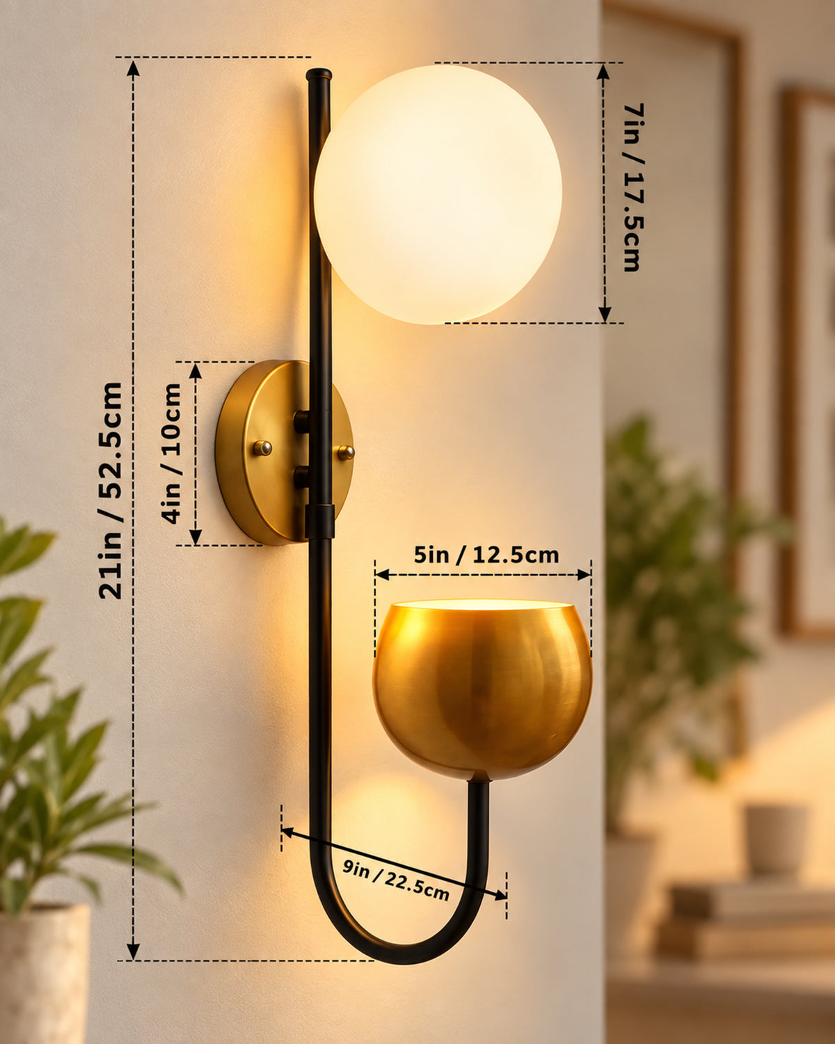 Wall Light Geometric Wall Lamp, Modern Wall Lamp with Storage Planter for Living Room Study Stairs Bedroom Lights Bedside, Elliptical