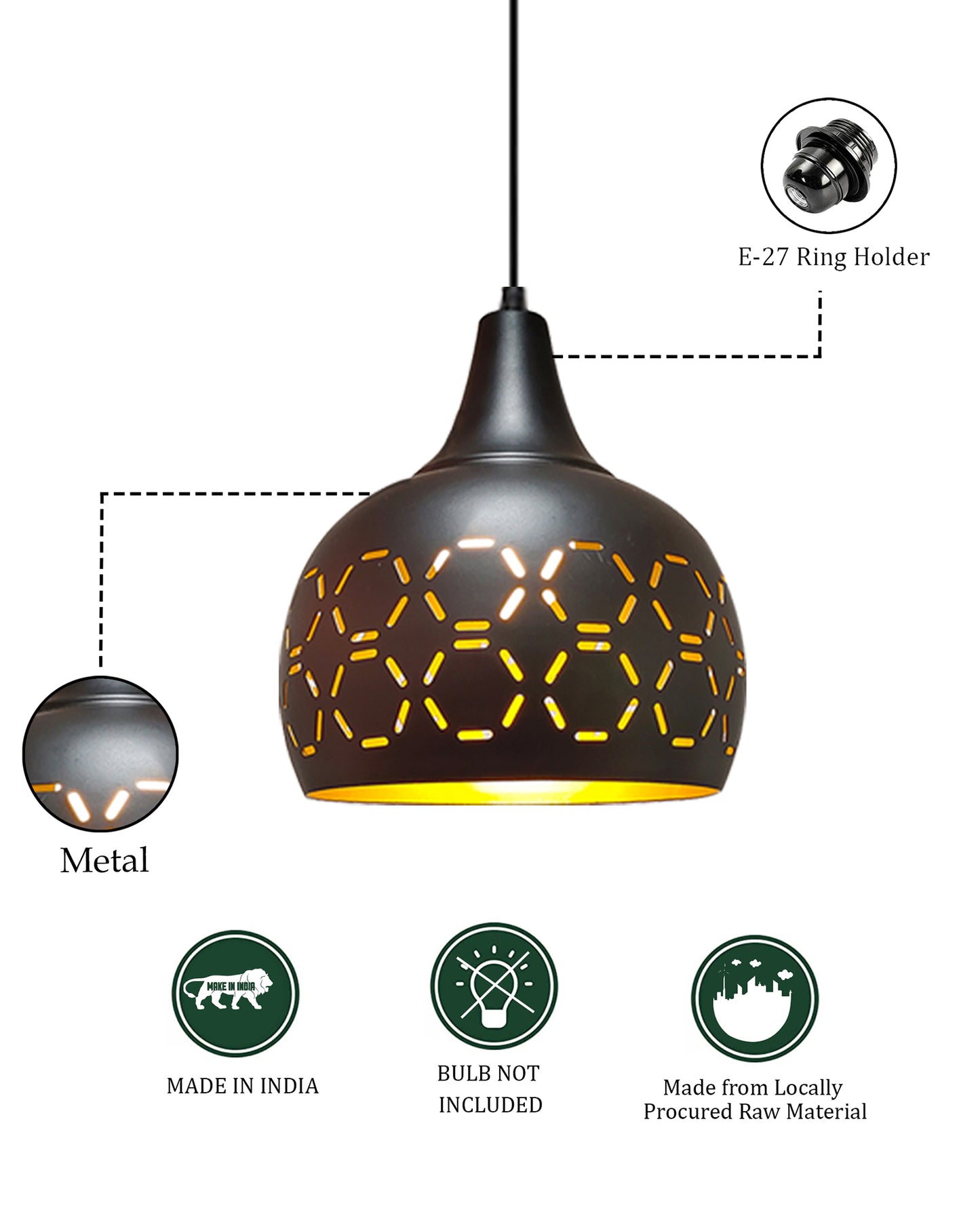 Pendant Lamp Shade for Kitchen Island, Color Metal Minimal Pot Pendant Light Shades, Nordic Wood Bedroom, Living Room, Black Tulip