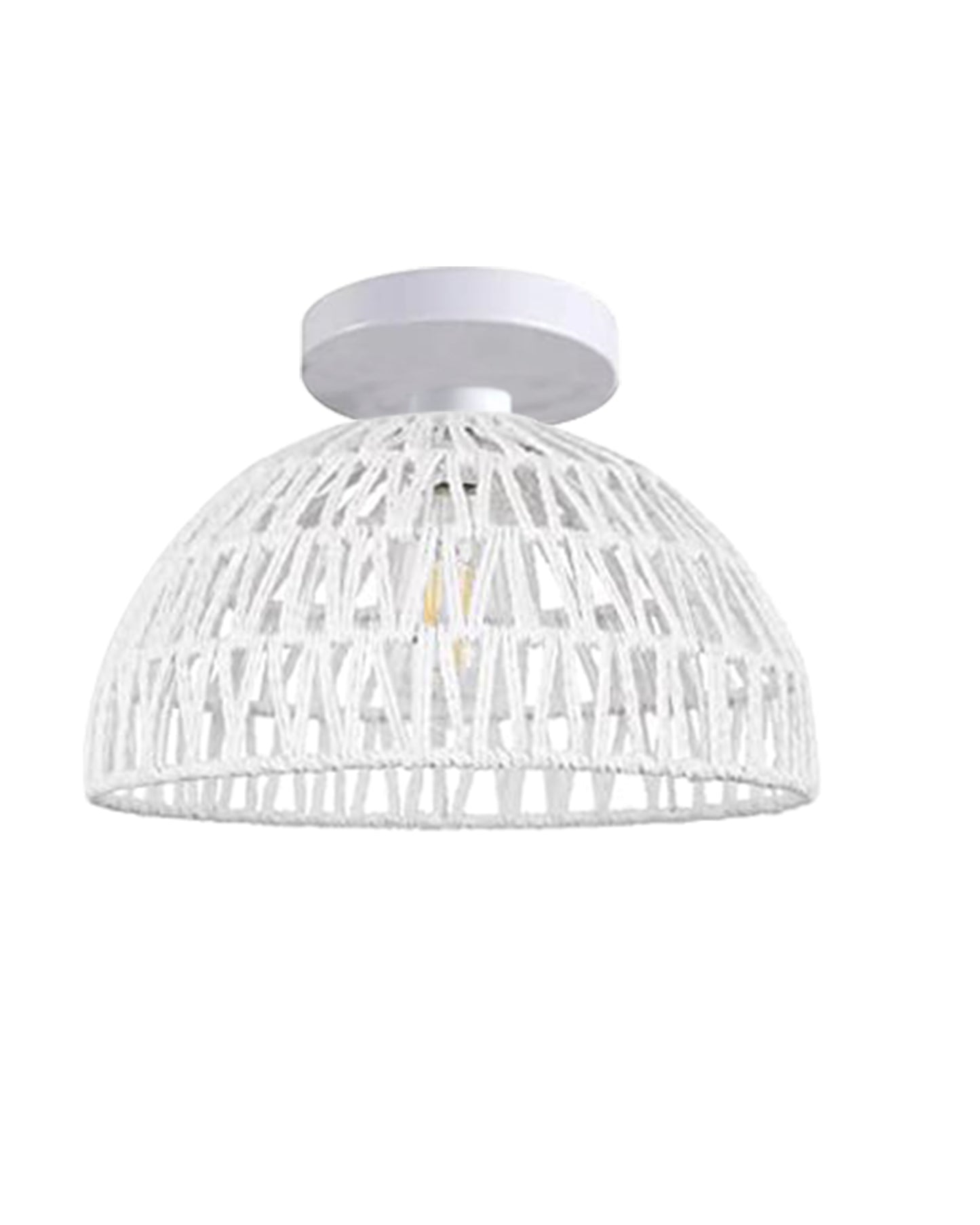 Rattan Light Fixtures Ceiling Light, Handmade Woven Cage Boho Light Fixture 11" Semi Flush Mount Light Fixture Coastal Ceiling Light for Hallway Kitchen Entryway Farmhouse Living Room