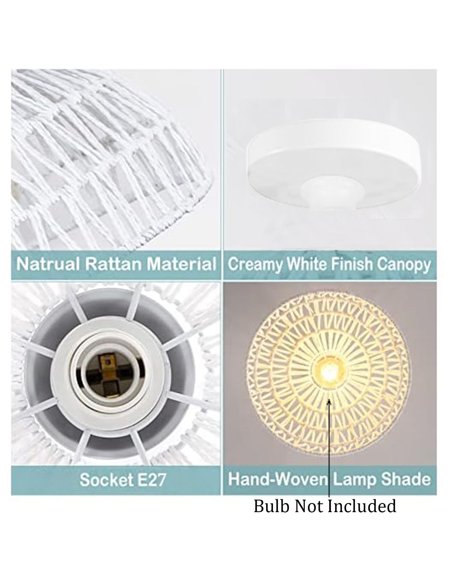 Rattan Light Fixtures Ceiling Light, Handmade Woven Cage Boho Light Fixture 11" Semi Flush Mount Light Fixture Coastal Ceiling Light for Hallway Kitchen Entryway Farmhouse Living Room