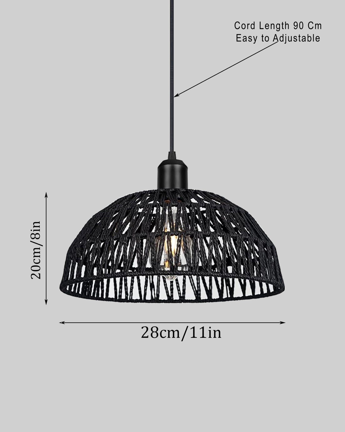 Woven Boho Macrame Pendant Light, Boho Hanging Lamp Kitchen Island, Farmhouse Coastal Wicker Adjustable Chandeliers Basket Light Fixture for Dining Room Kitchen Island.